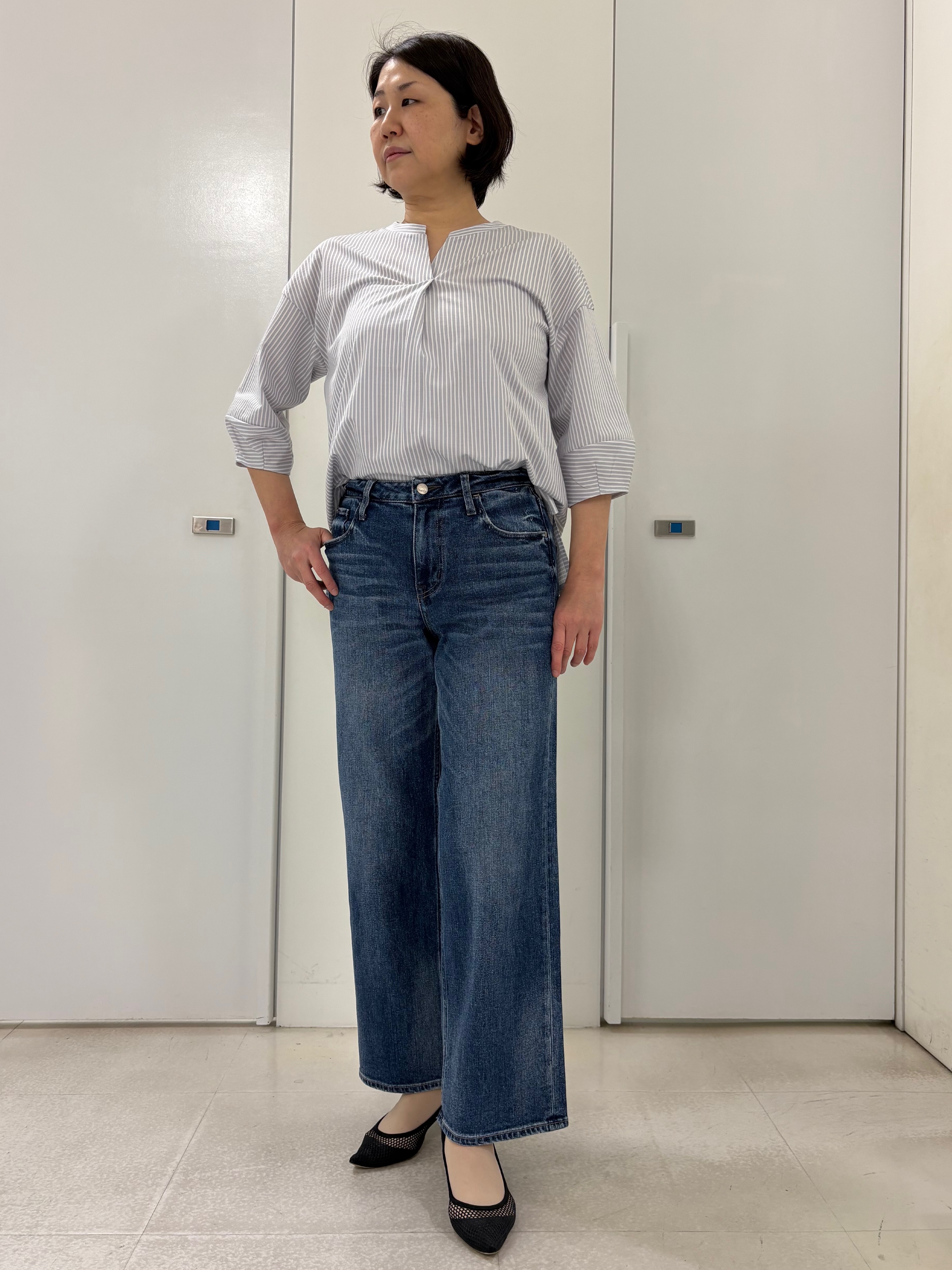 hIさんの「COUP DE CHANCE｜【デニムパンツ】Healthy Denim／ Pink Pepper Midrise（ピンクペッパー」を使ったコーディネート