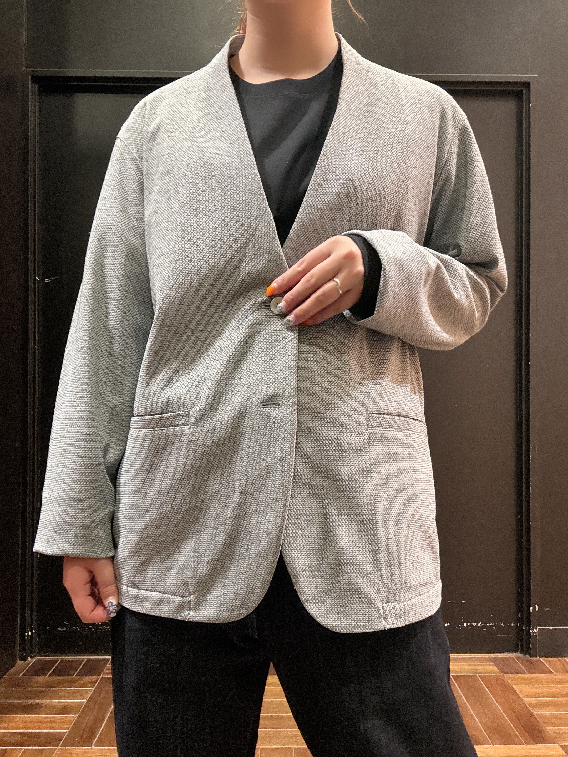 ヒナさんの「TAKEO KIKUCHI｜【抗菌防臭】バーズアイメッシュノーカラージャケット」を使ったコーディネート