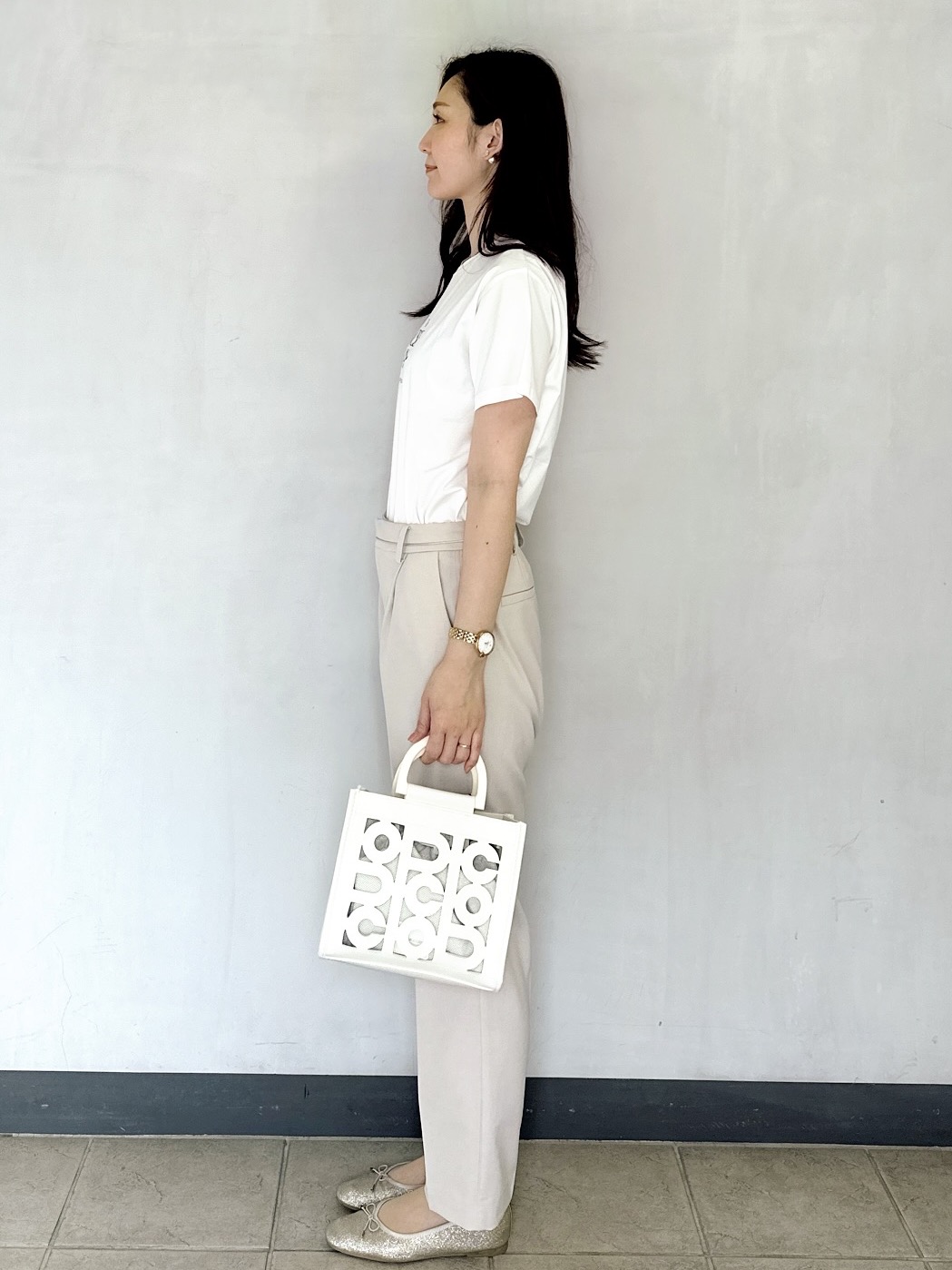 keito.iさんの「OPAQUE.CLIP｜ロゴプリント＆刺繍Tシャツ【洗濯機OK】」を使ったコーディネート