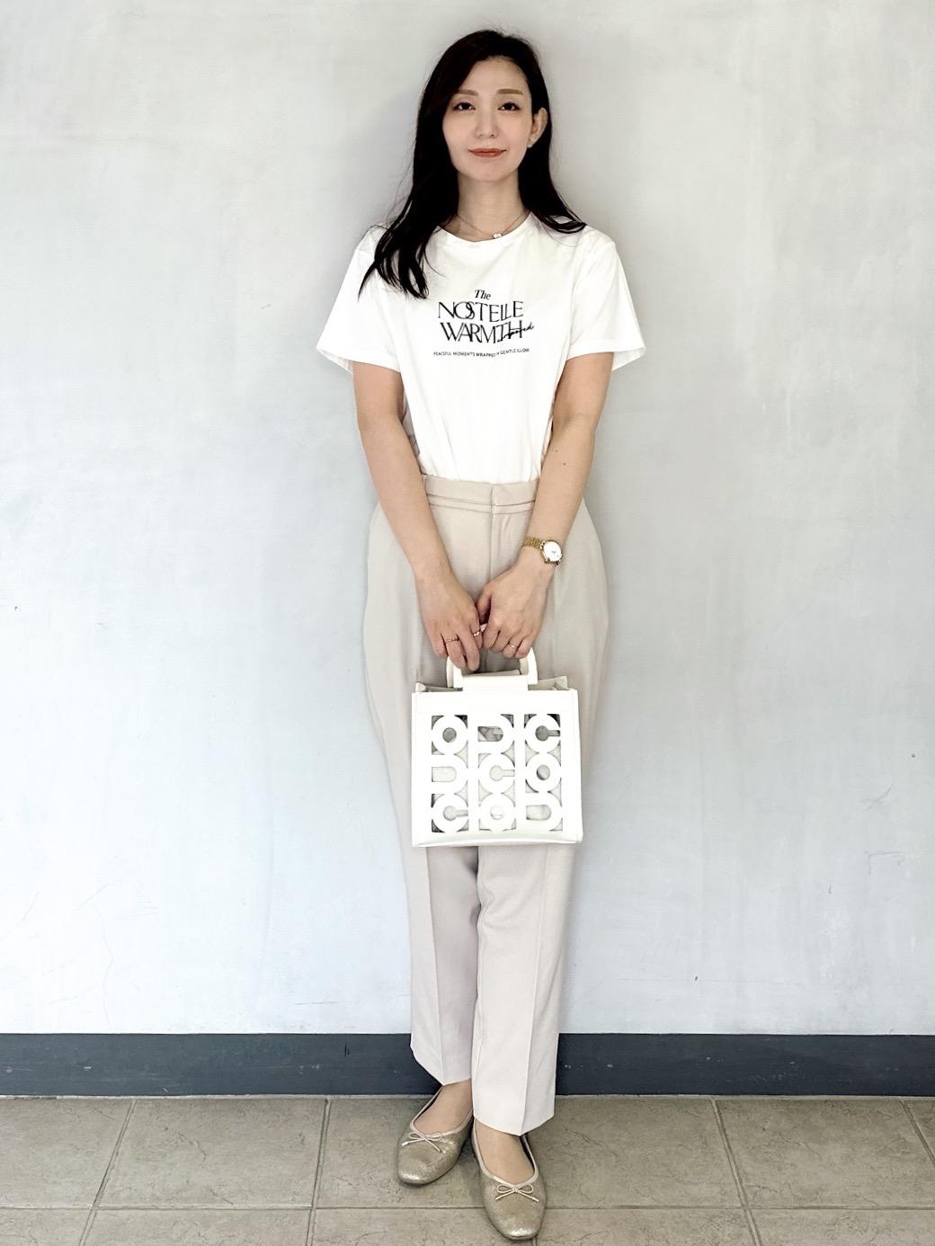 keito.iさんの「OPAQUE.CLIP｜ロゴプリント＆刺繍Tシャツ【洗濯機OK】」を使ったコーディネート