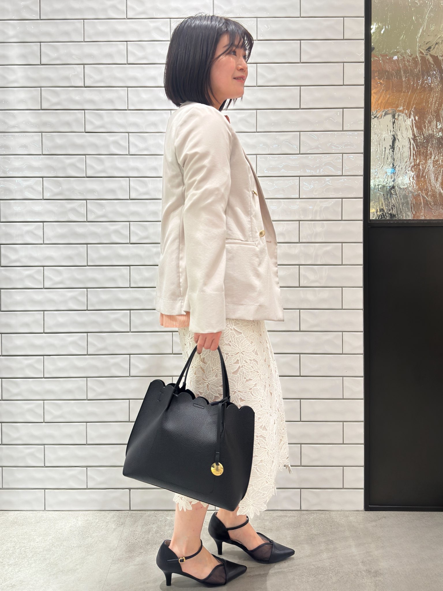 Minさんの「OPAQUE.CLIP｜《再入荷》ダブルブレストテーラードジャケット【接触冷感／吸水速乾／イージーアイロン／防シワ／洗濯機O」を使ったコーディネート