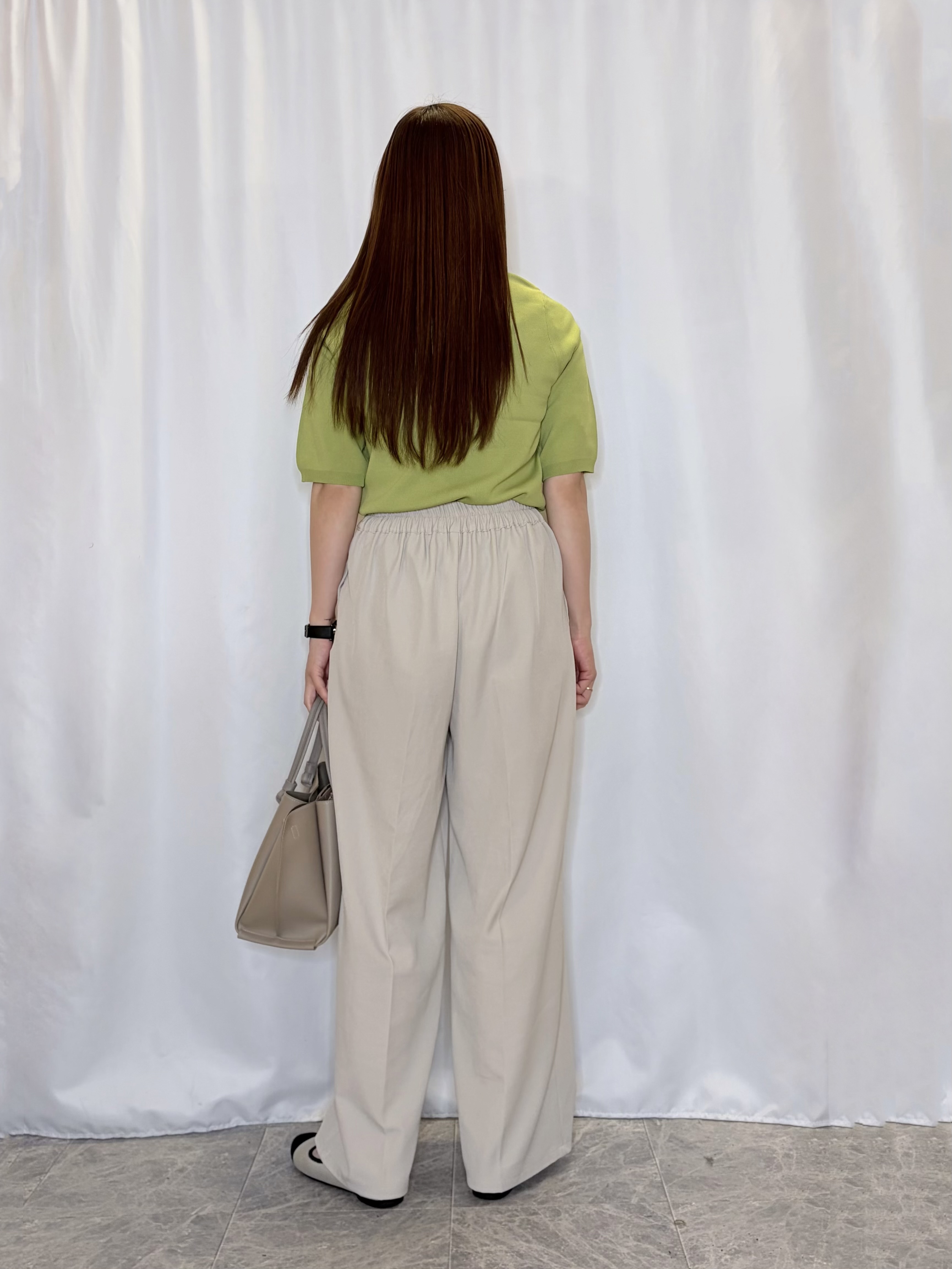 おうめさんの「SHOO･LA･RUE｜【毎日洗える/S-LL/ひんやり/UV】上半身すっきり 二の腕見せない5分袖ニット」を使ったコーディネート