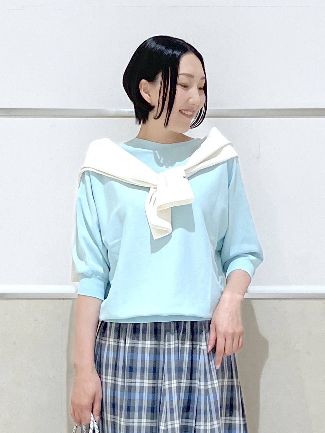 eriko さんの「Dessin｜【洗える】後ろボタンニットプルオーバー七分袖」を使ったコーディネート