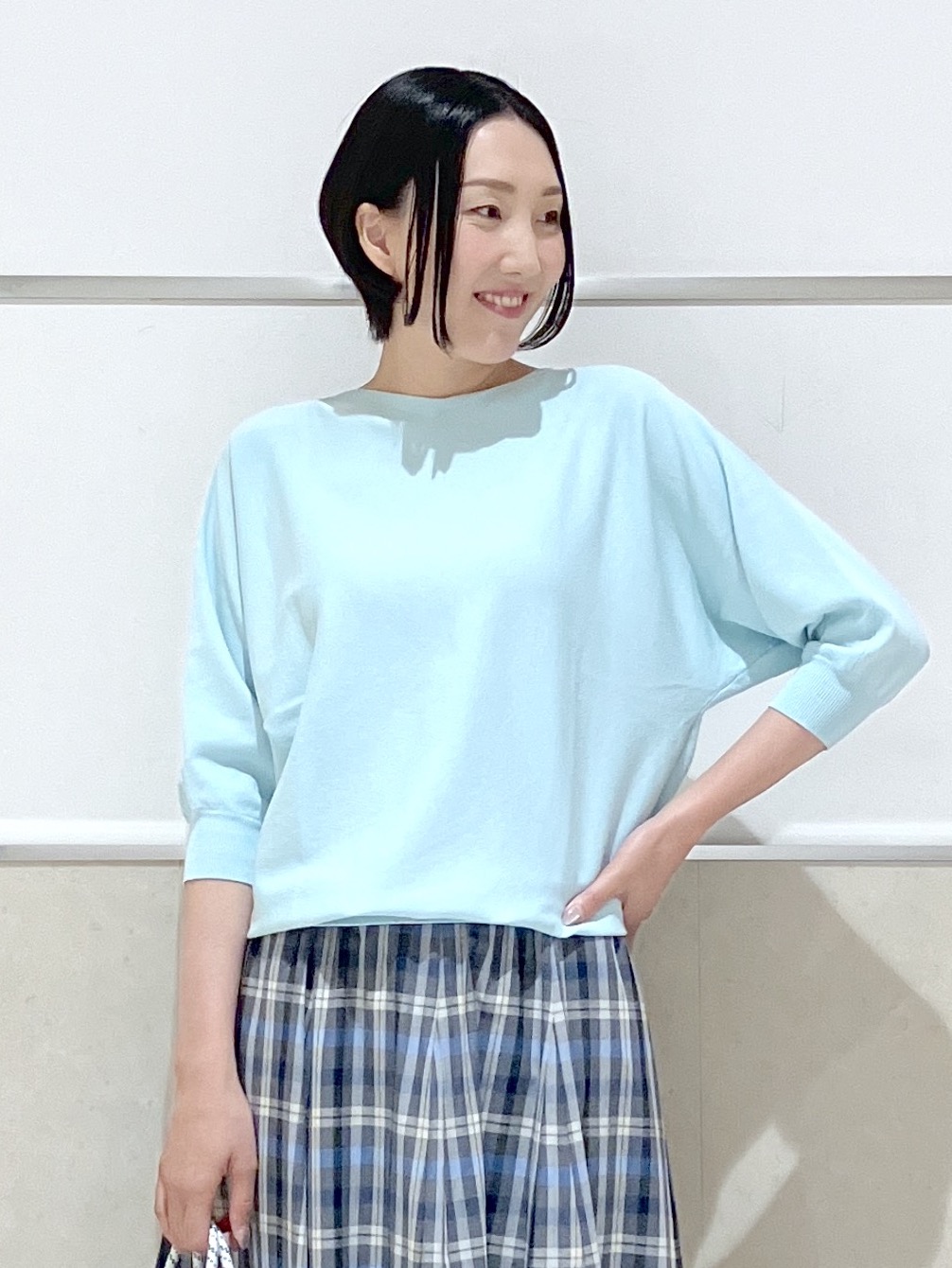 eriko さんの「Dessin｜【洗える】後ろボタンニットプルオーバー七分袖」を使ったコーディネート