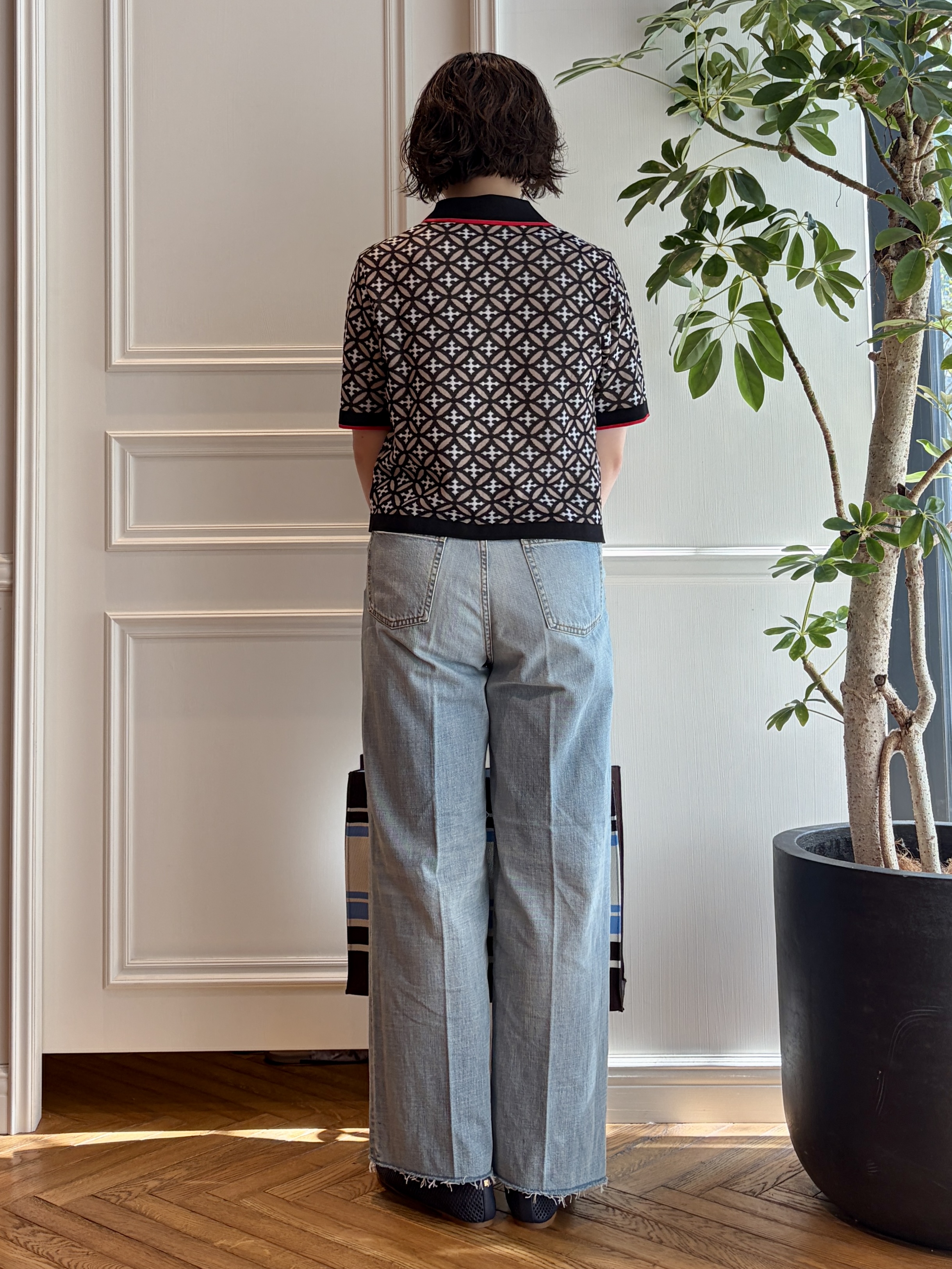nakaoさんの「DRESSTERIOR｜オーバーラップサークルニットシャツカーデ」を使ったコーディネート