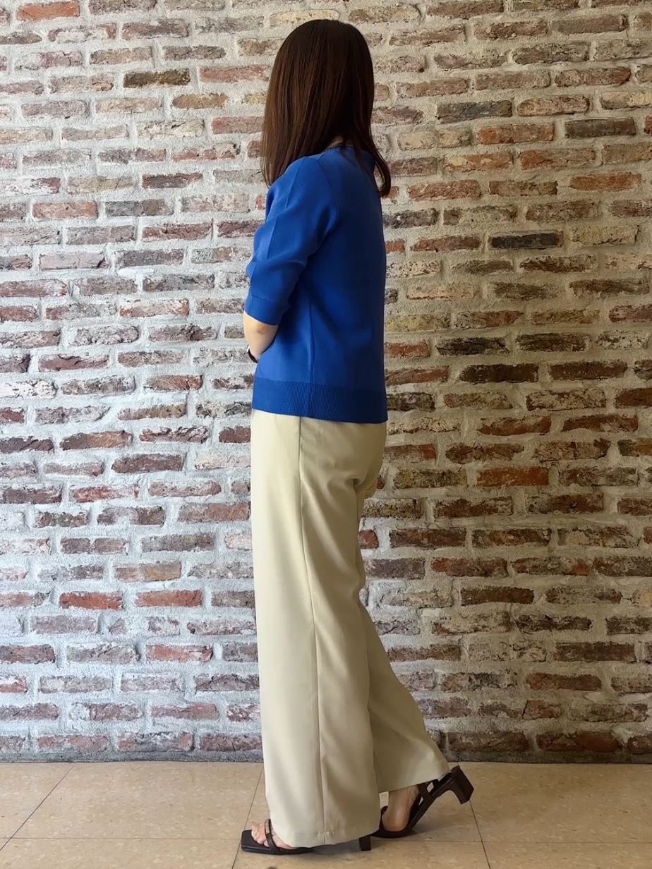 tokiさんの「THE SHOP TK｜【S-XL/ひんやりタッチ】美しさ際立つ 6分袖ニット 洗濯機OK/UVケア/毛玉になりにくい」を使ったコーディネート