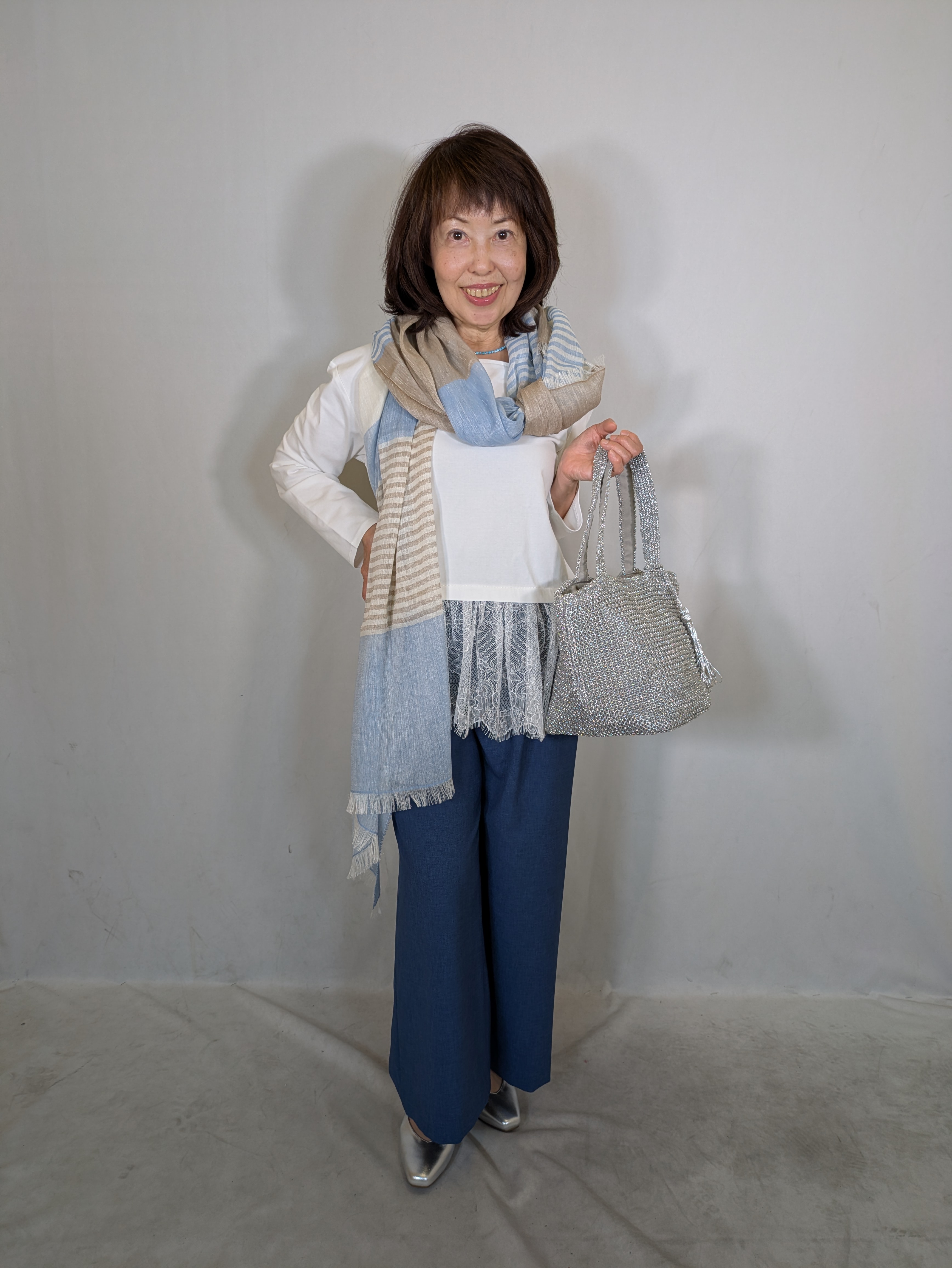 k.kazunoさんの「Reflect｜【UVカット／接触冷感／レイヤードにおすすめ◎】レース切り替えプルオーバージャージ」を使ったコーディネート