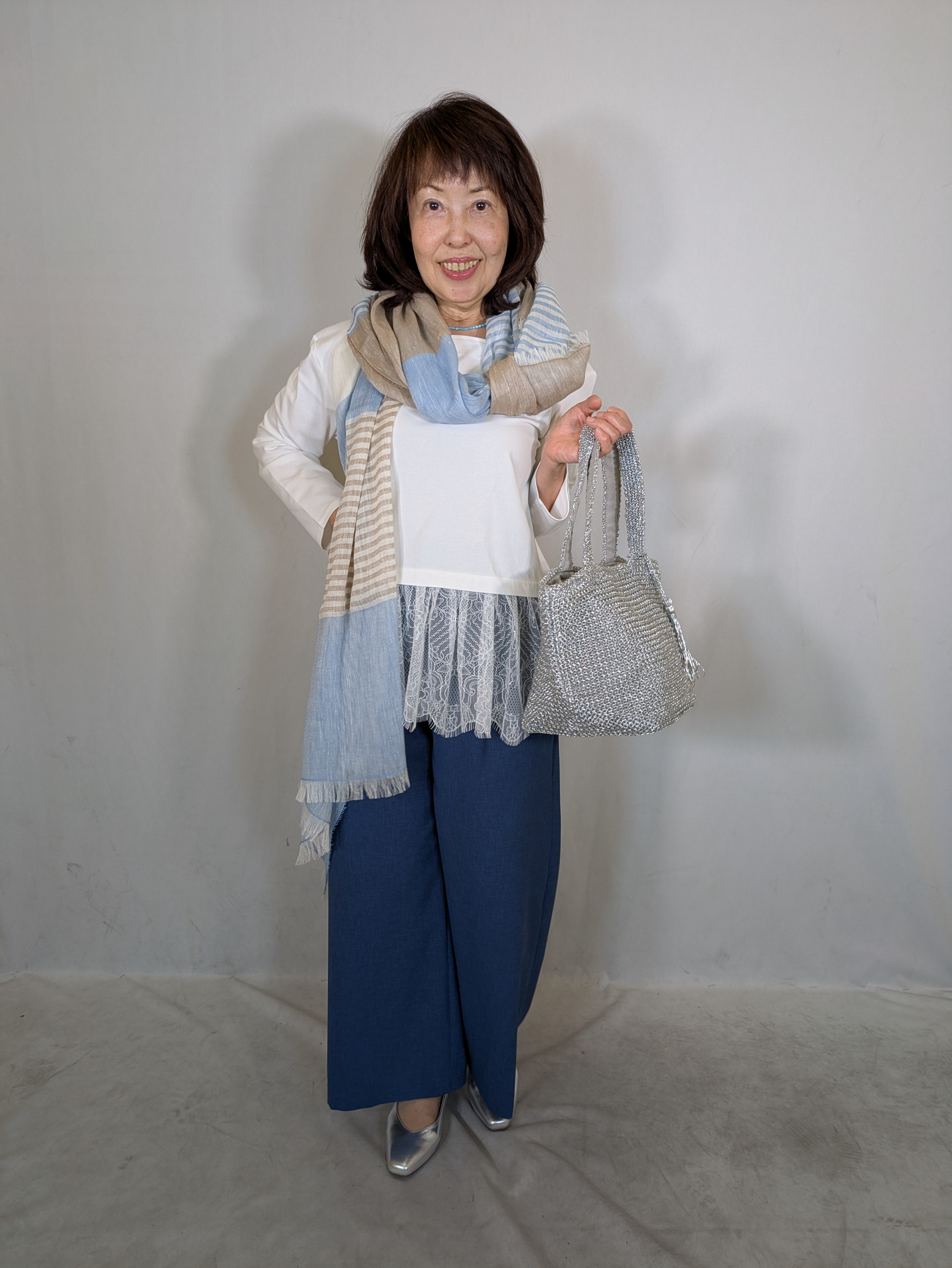 k.kazunoさんの「Reflect｜【UVカット／接触冷感／レイヤードにおすすめ◎】レース切り替えプルオーバージャージ」を使ったコーディネート