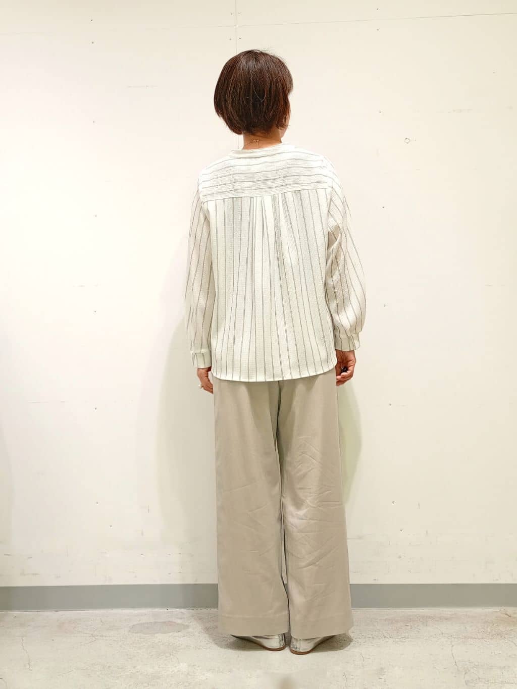 Kさんの「INDIVI｜【洗える／着心地楽ちん】ブラウス風ストライプカットソートップス」を使ったコーディネート