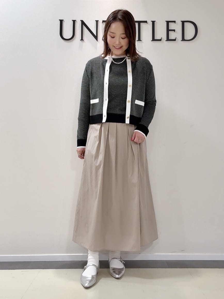 YUIさんの「UNTITLED｜【セットアップ可/ツイード風】配色ハイゲージニットカーディガン」を使ったコーディネート
