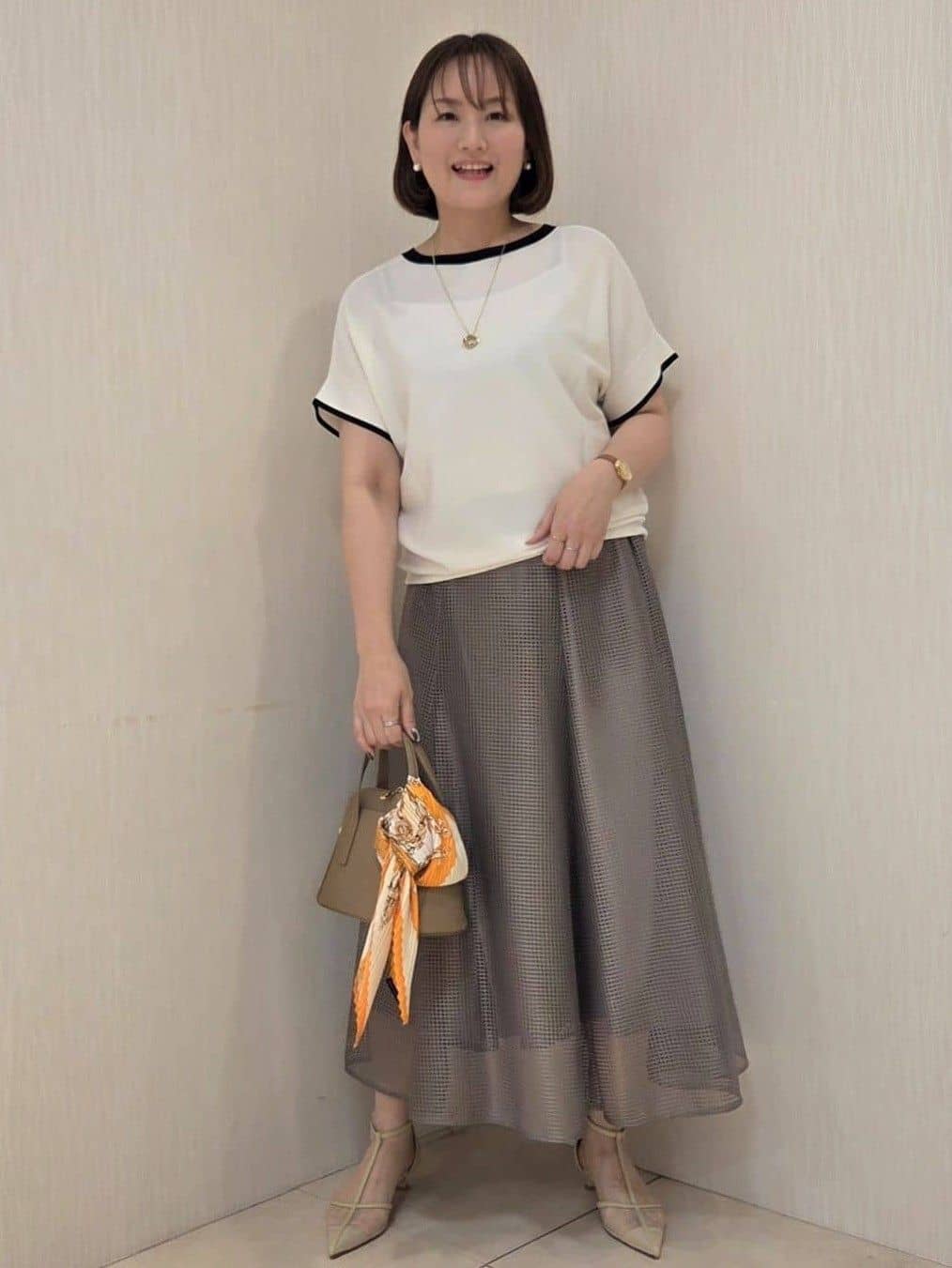 naokoさんの「UNTITLED｜【11色展開/体型カバー】前後2WAYフレンチスリーブニット」を使ったコーディネート