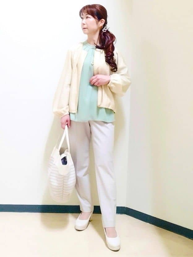 花さんの「Reflect｜【ライトアウター／ゆったり羽織れる／気軽な羽織りに◎】ライトブルゾン」を使ったコーディネート