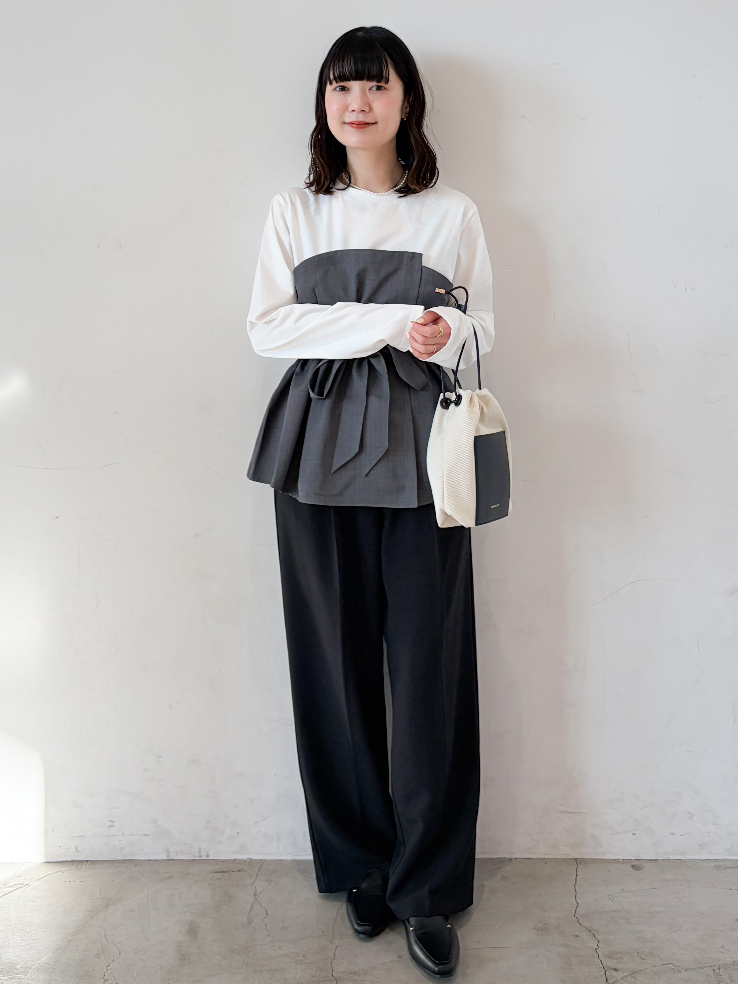 haruさんの「OPAQUE.CLIP｜ビスチェドッキングカットソー【洗濯機OK】」を使ったコーディネート