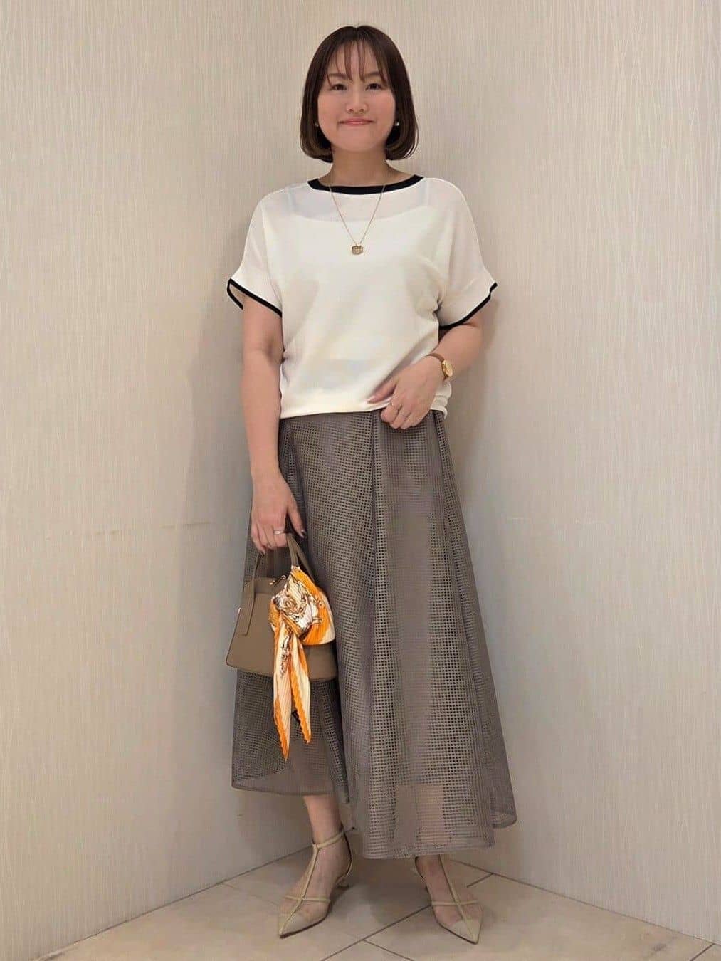 naokoさんの「UNTITLED｜【11色展開/体型カバー】前後2WAYフレンチスリーブニット」を使ったコーディネート