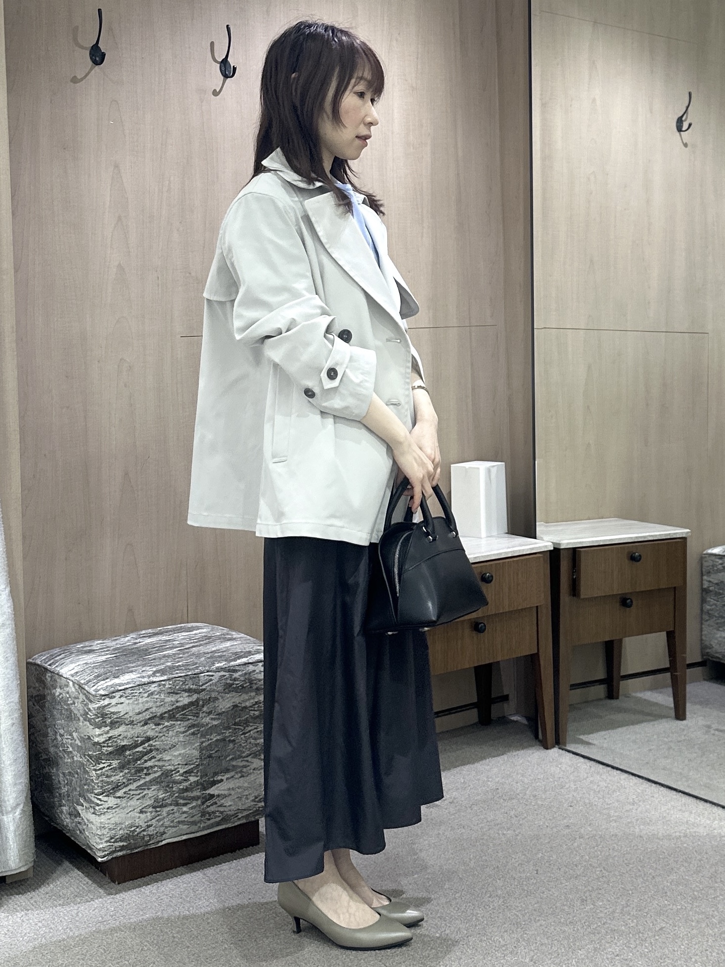 Miwaさんの「UNTITLED｜【定番人気/はっ水/洗える】タスランショートトレンチコート」を使ったコーディネート