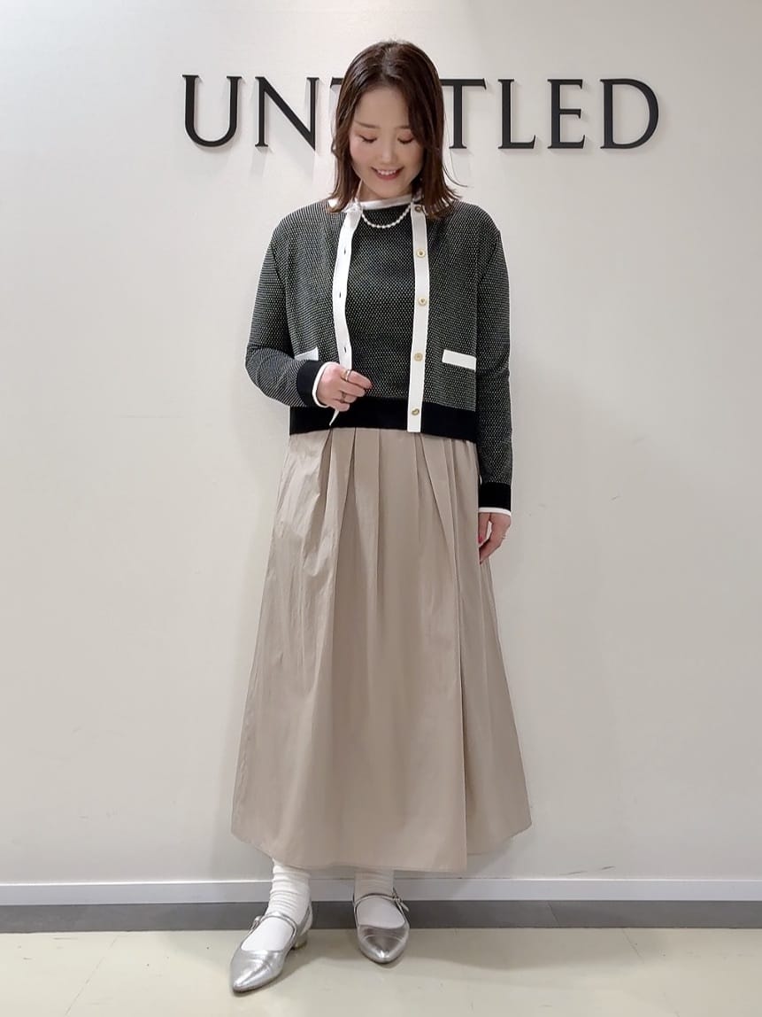 YUIさんの「UNTITLED｜【セットアップ可/ツイード風】配色ハイゲージニットカーディガン」を使ったコーディネート