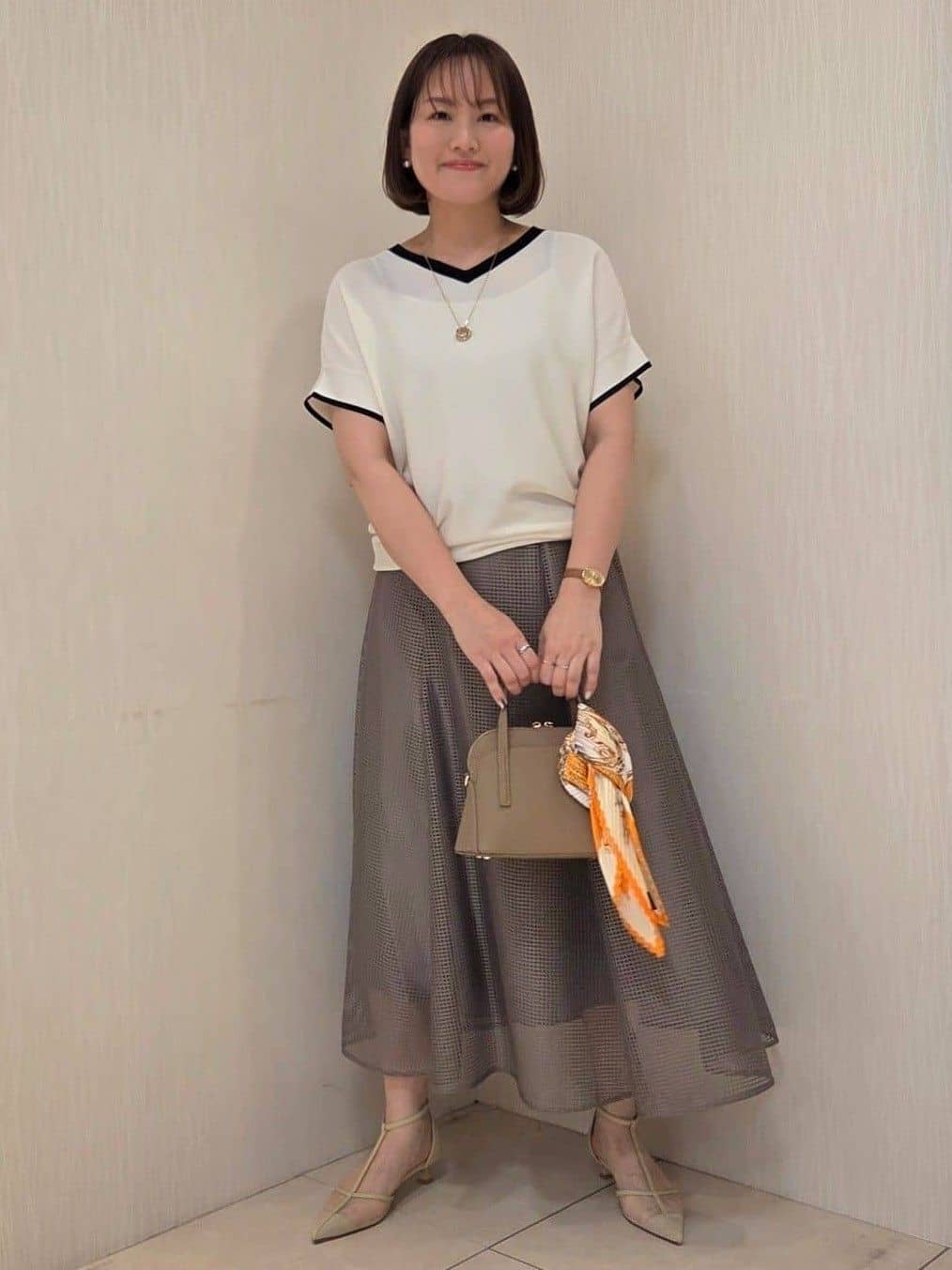 naokoさんの「UNTITLED｜【11色展開/体型カバー】前後2WAYフレンチスリーブニット」を使ったコーディネート