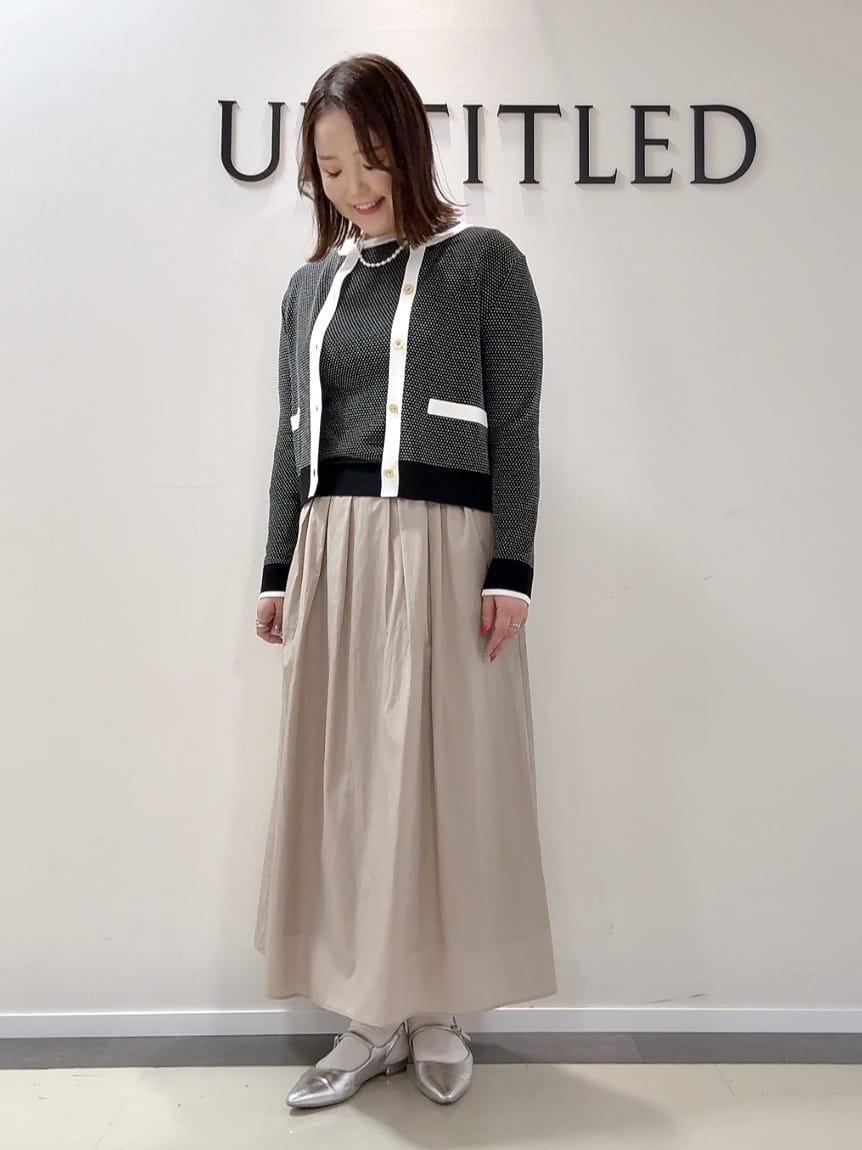 YUIさんの「UNTITLED｜【セットアップ可/ツイード風】配色ハイゲージニットカーディガン」を使ったコーディネート