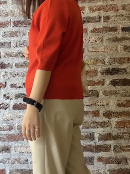 tokiさんの「THE SHOP TK｜【S-XL/ひんやりタッチ】美しさ際立つ 6分袖ニット 洗濯機OK/UVケア/毛玉になりにくい」を使ったコーディネート
