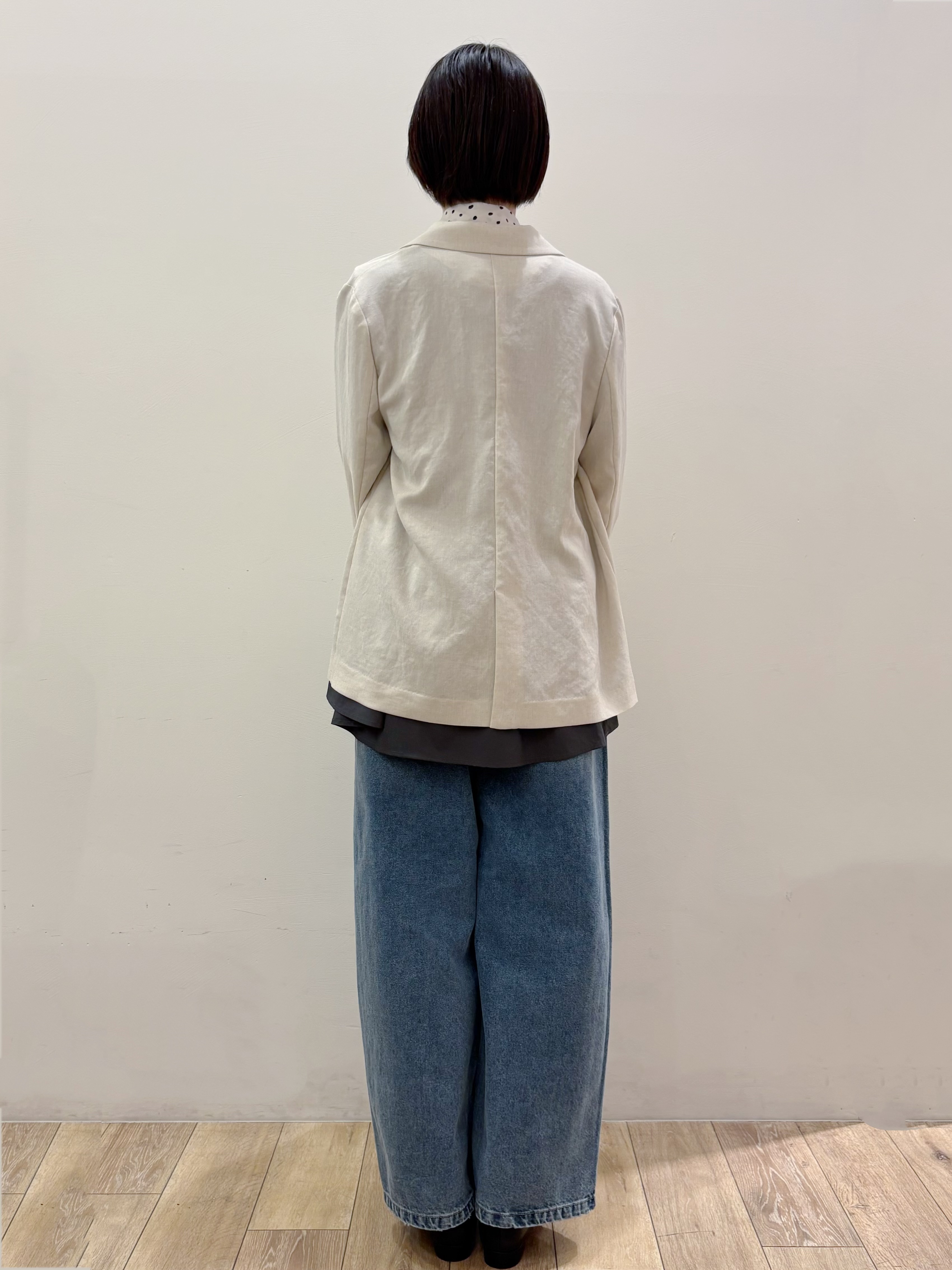 RINさんの「OPAQUE.CLIP｜【UV／接触冷感】ダブルブレストジャケット《防シワ加工／洗える》」を使ったコーディネート