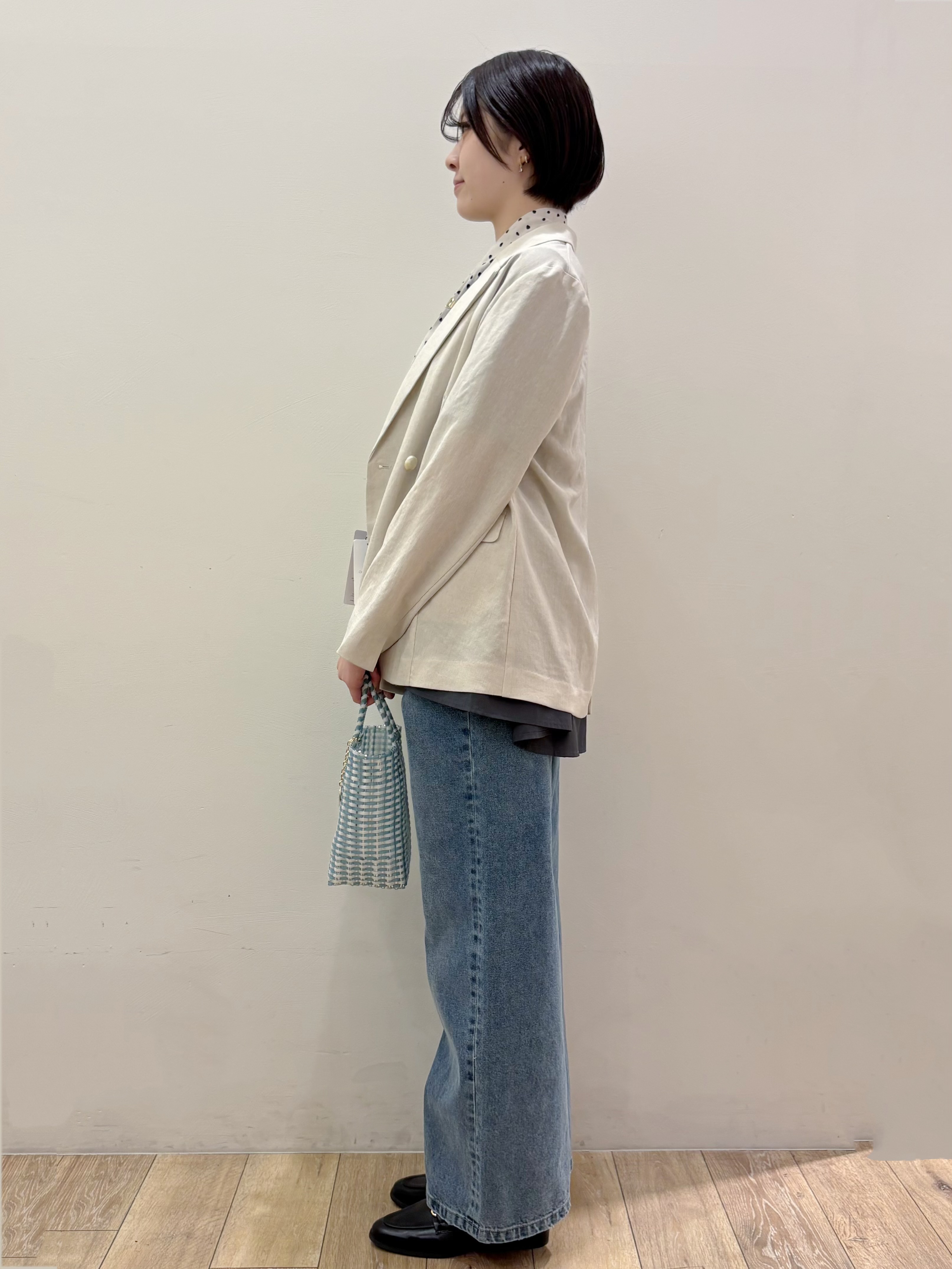 RINさんの「OPAQUE.CLIP｜【UV／接触冷感】ダブルブレストジャケット《防シワ加工／洗える》」を使ったコーディネート