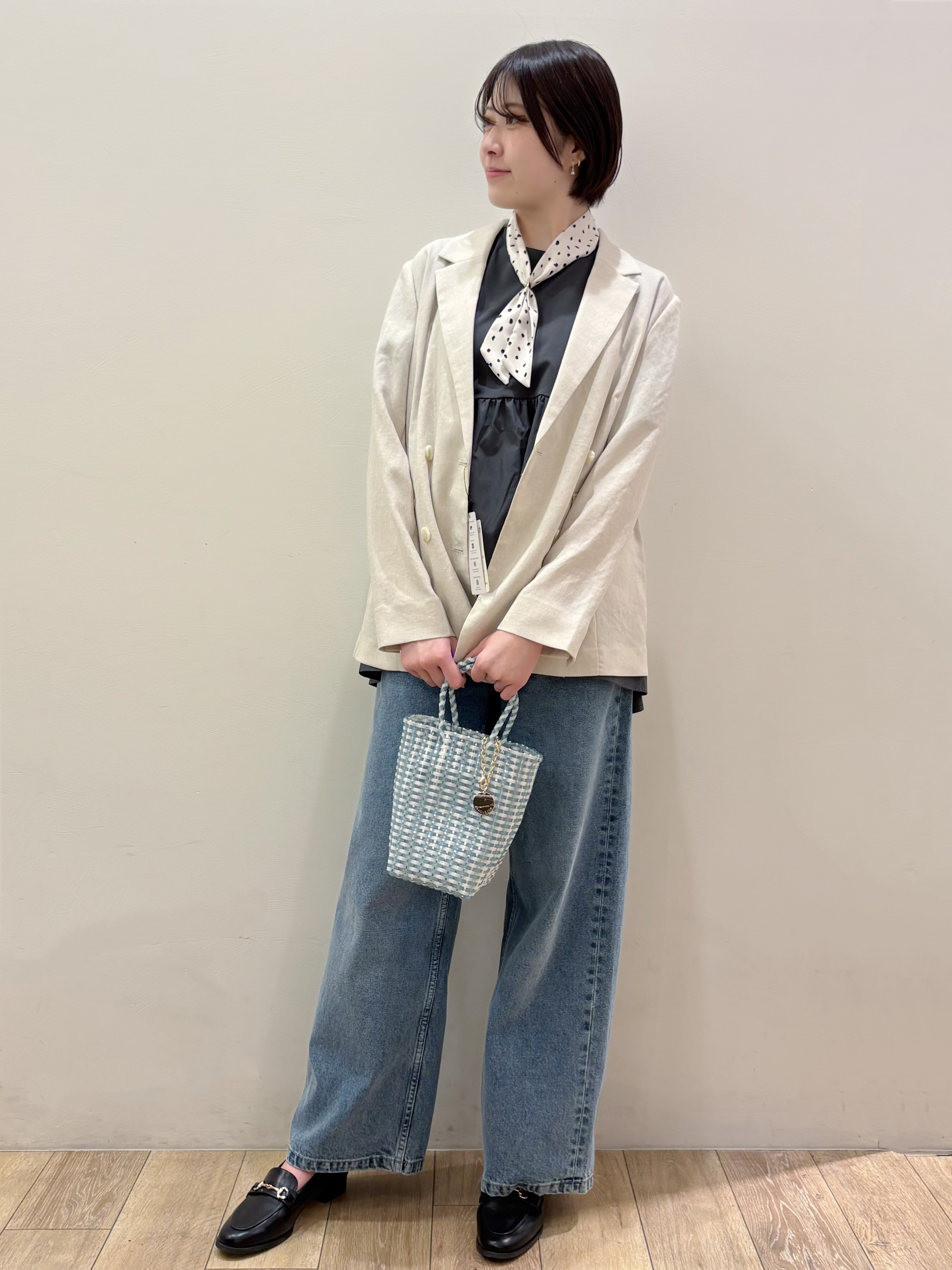 RINさんの「OPAQUE.CLIP｜【UV／接触冷感】ダブルブレストジャケット《防シワ加工／洗える》」を使ったコーディネート