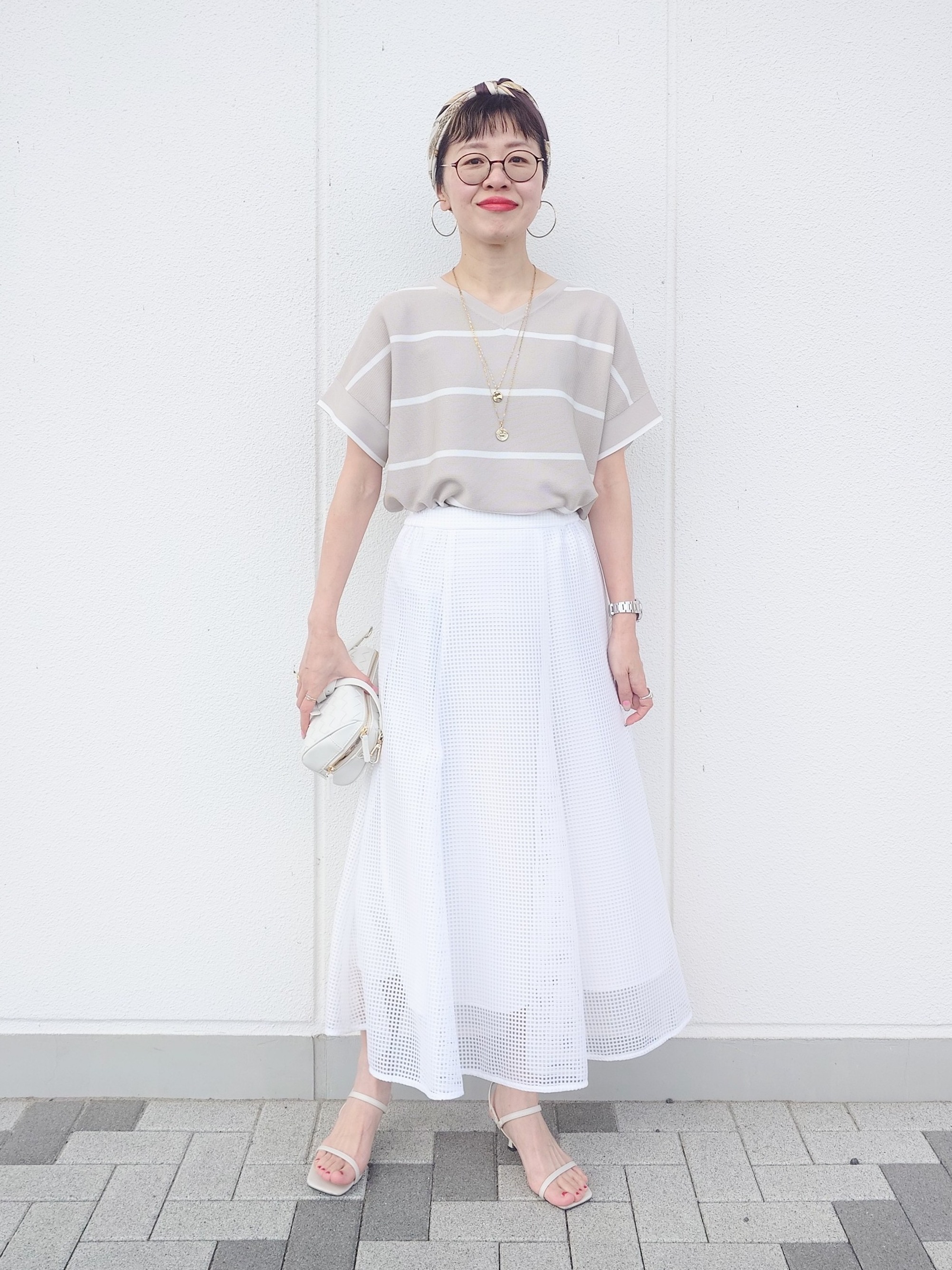 MUTSUKOさんの「UNTITLED｜【11色展開/体型カバー】前後2WAYフレンチスリーブニット」を使ったコーディネート