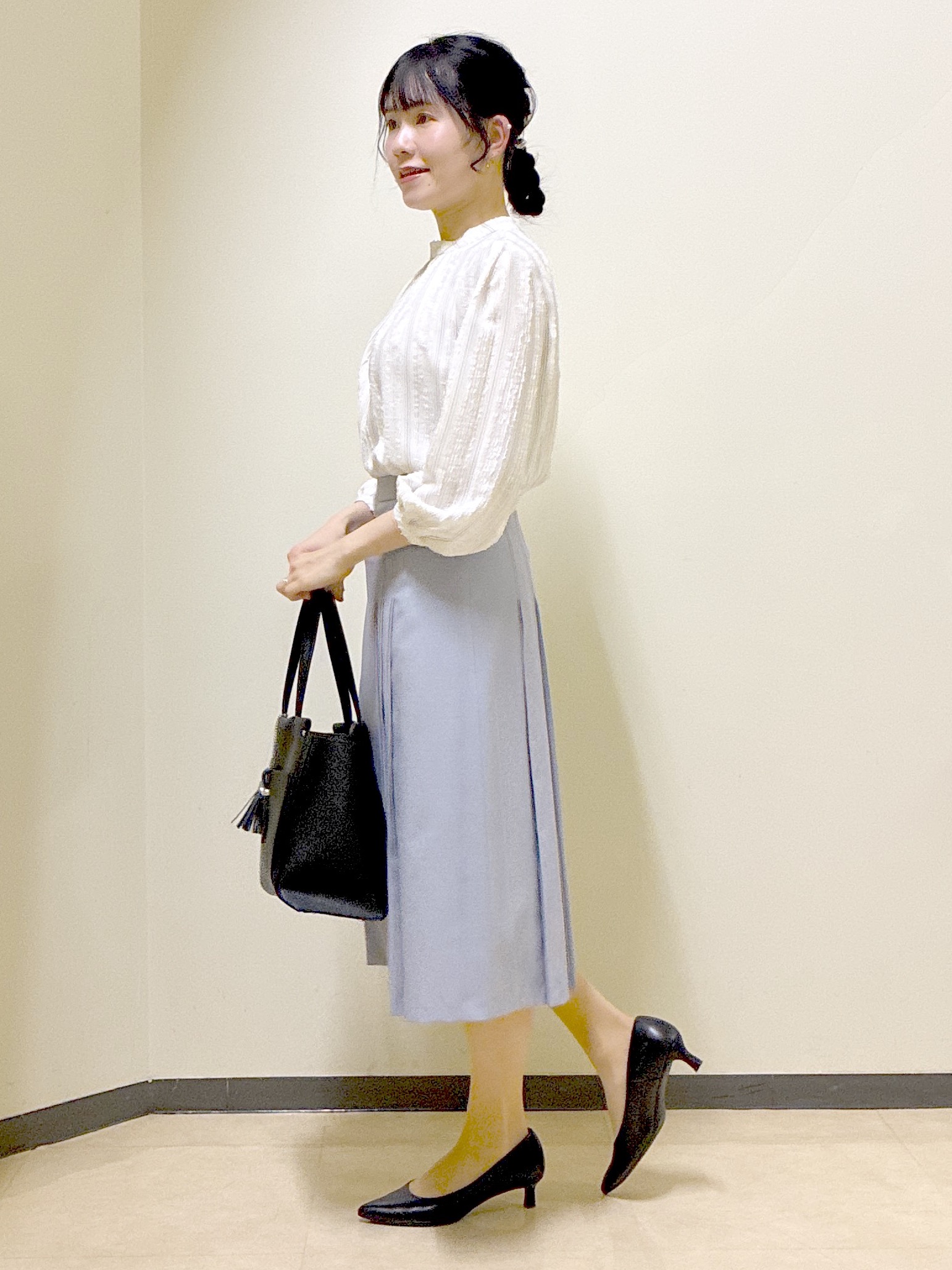  beni_gingerさんの「Reflect｜【セットアップ可】ストライプ柄ジャカードブラウス」を使ったコーディネート