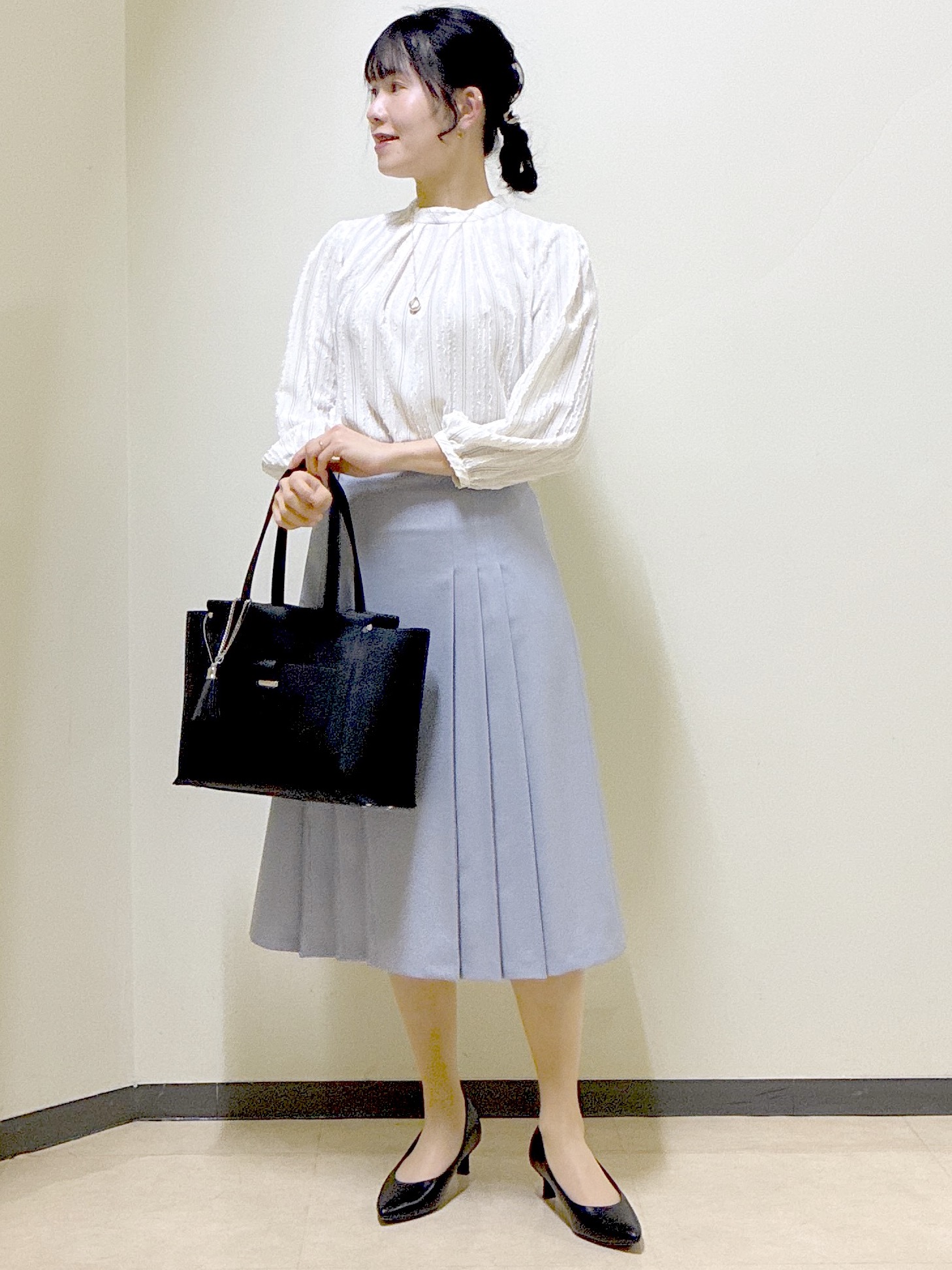  beni_gingerさんの「Reflect｜【セットアップ可】ストライプ柄ジャカードブラウス」を使ったコーディネート