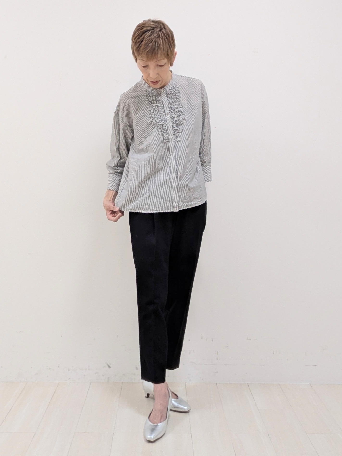sachiさんの「Reflect｜【SS-4Lサイズ／UVカット／接触冷感】匠ジャケット／ノーカラー」を使ったコーディネート