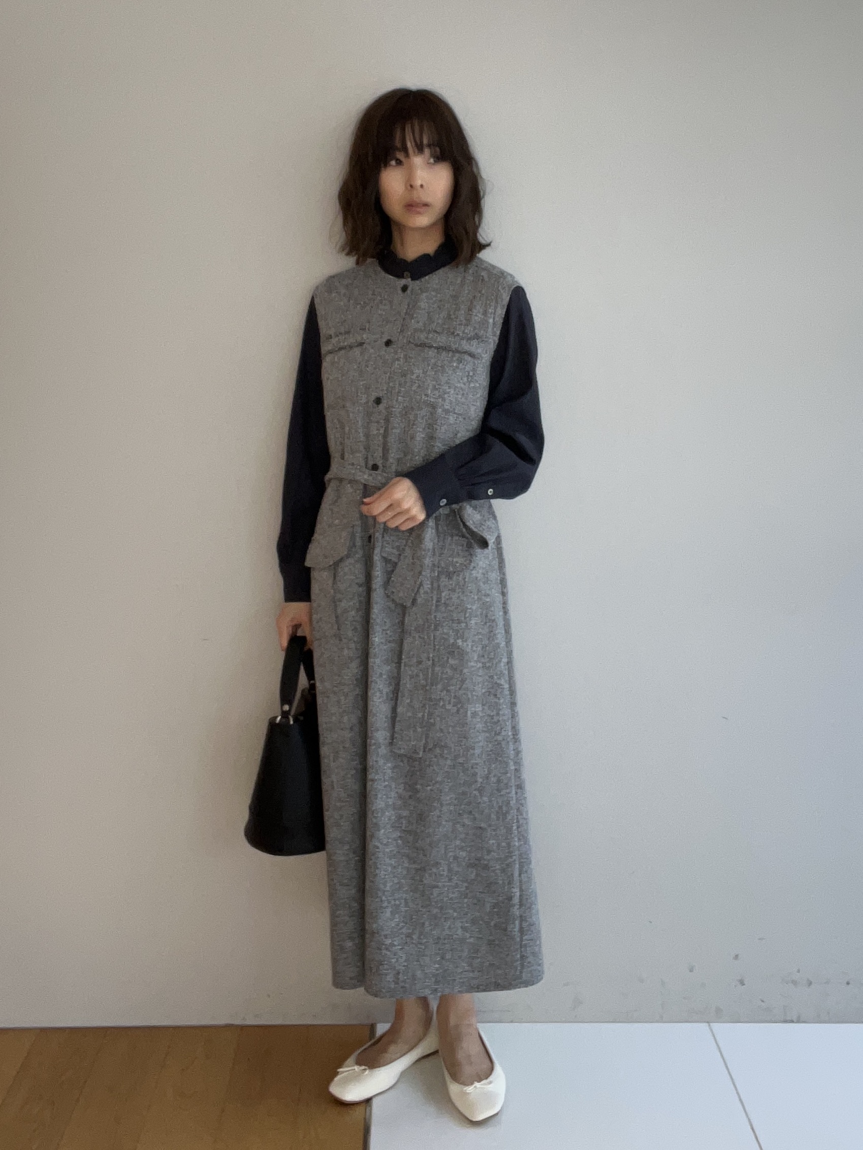 misaさんの「DRESSTERIOR｜ウォッシャブル ツイードライク ワンピース」を使ったコーディネート