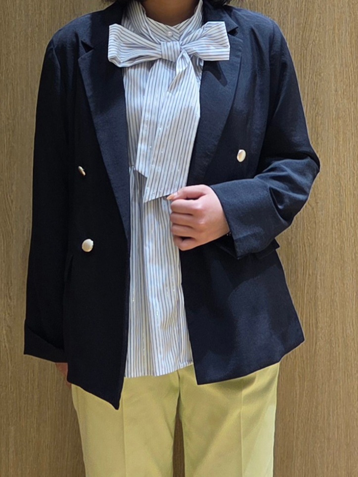 Sumiさんの「OPAQUE.CLIP｜《再入荷》ダブルブレストテーラードジャケット【接触冷感／吸水速乾／イージーアイロン／防シワ／洗濯機O」を使ったコーディネート
