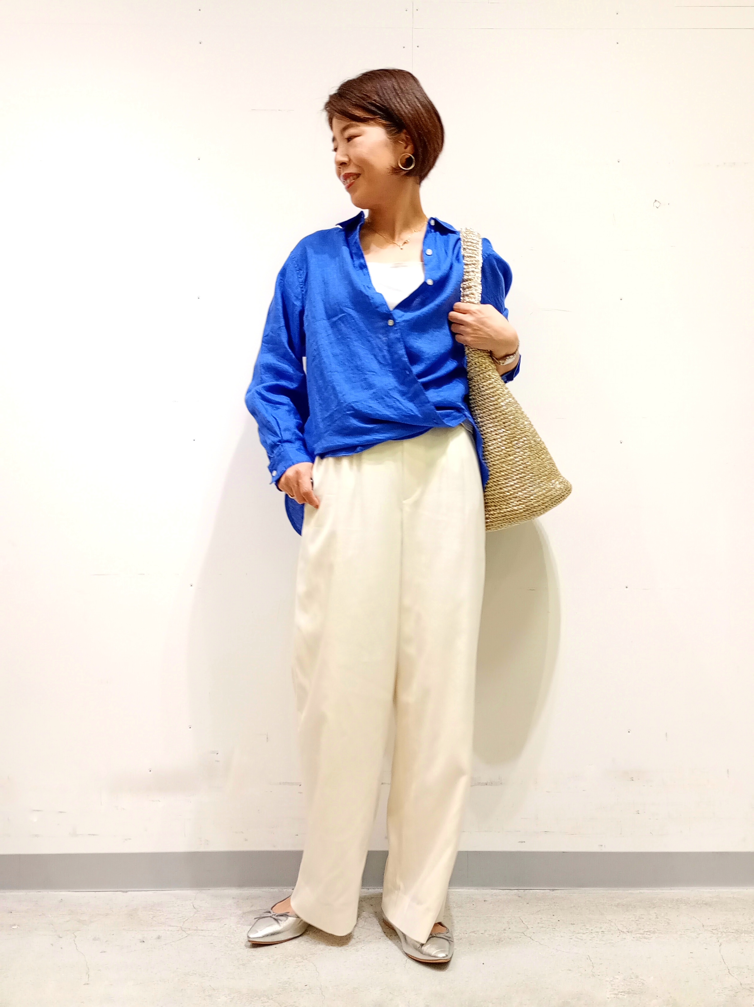 Kさんの「INDIVI｜【接触冷感／2WAY】カシュクールリネンシャツ」を使ったコーディネート