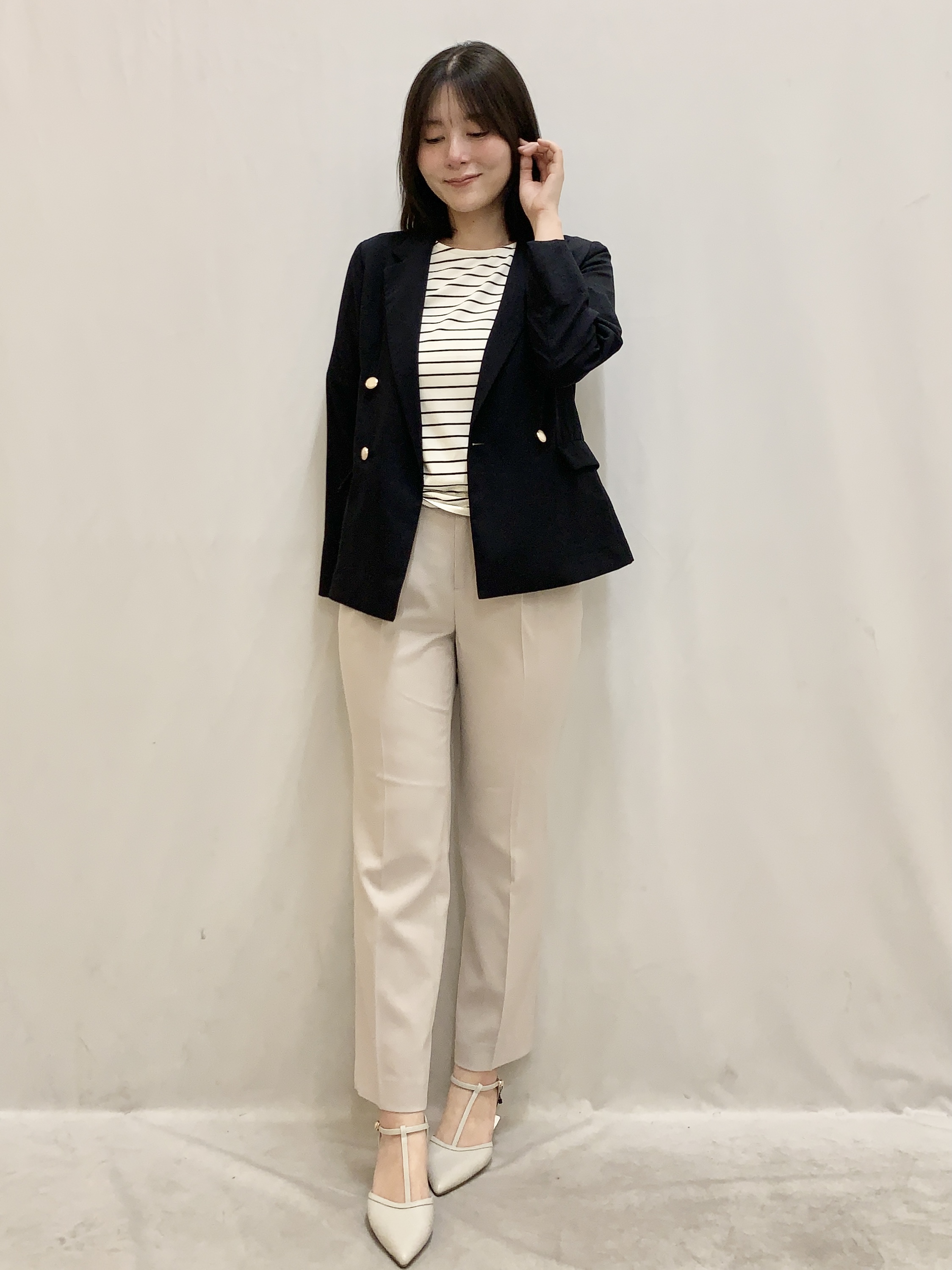 kasumiさんの「index｜《再入荷》ダブルブレストテーラードジャケット【接触冷感／吸水速乾／イージーアイロン／防シワ／洗濯機O」を使ったコーディネート