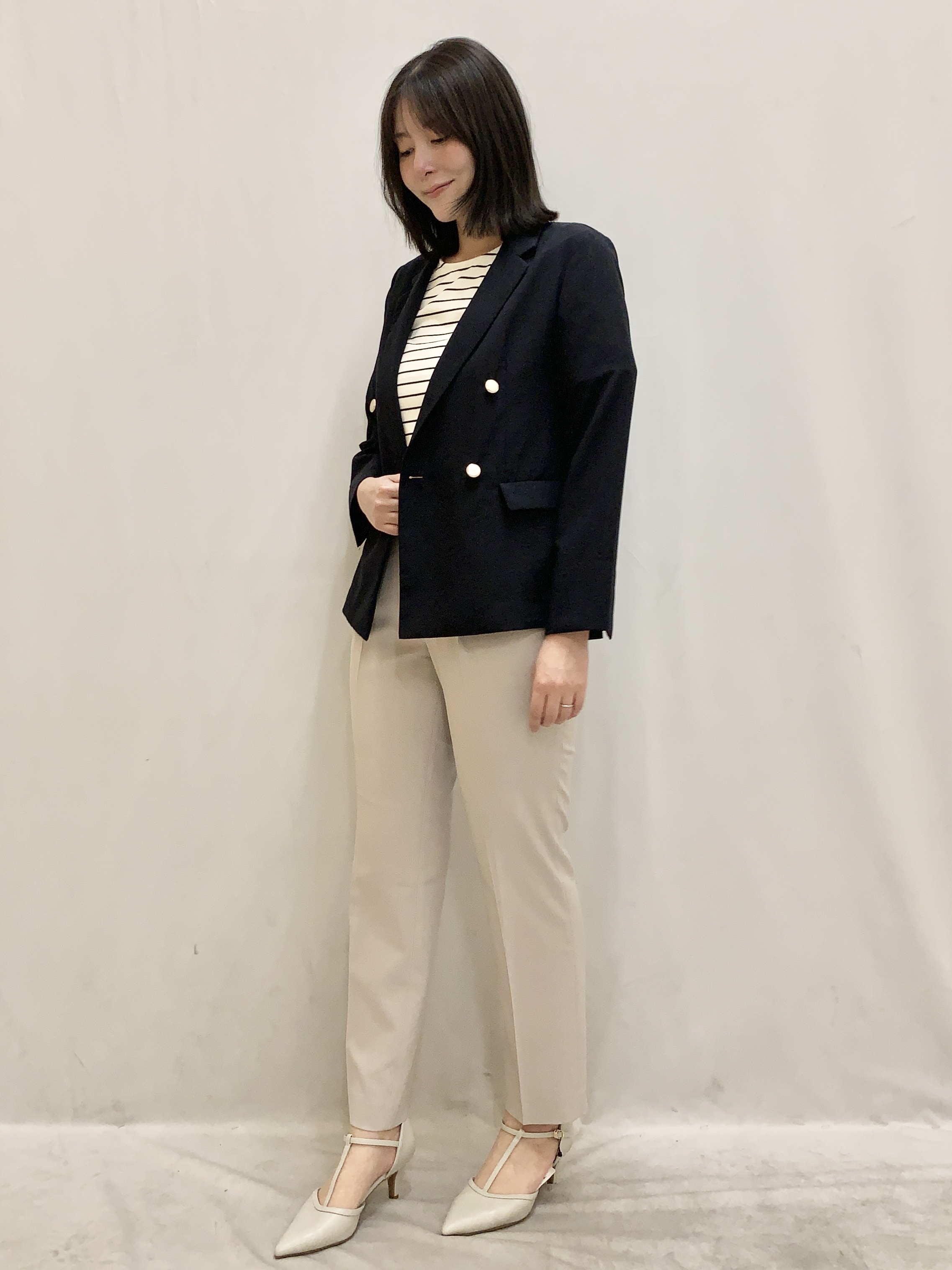 kasumiさんの「index｜《再入荷》ダブルブレストテーラードジャケット【接触冷感／吸水速乾／イージーアイロン／防シワ／洗濯機O」を使ったコーディネート