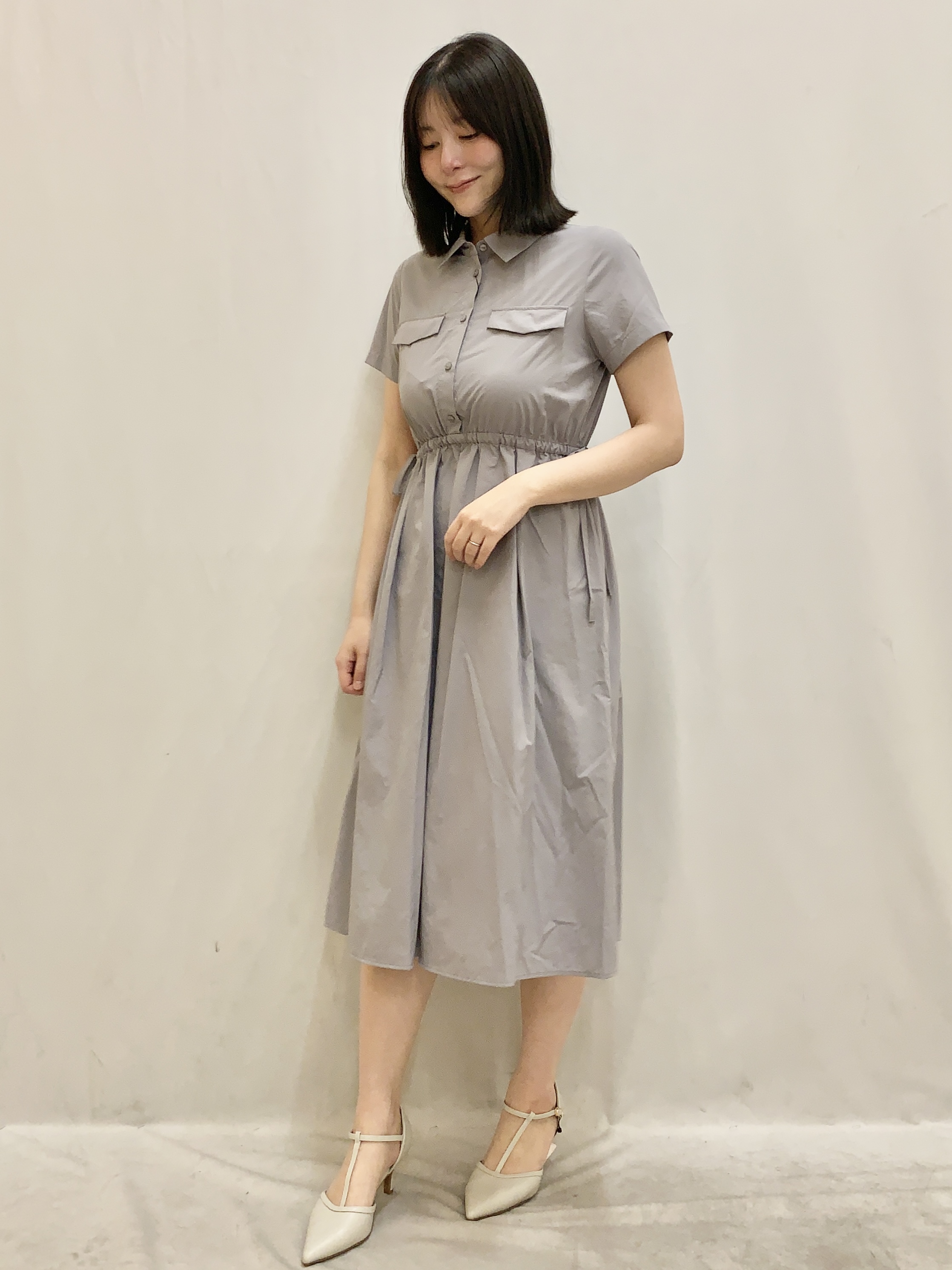 kasumiさんの「index｜サイドリボンシャツワンピース【洗濯機OK／防シワ】」を使ったコーディネート
