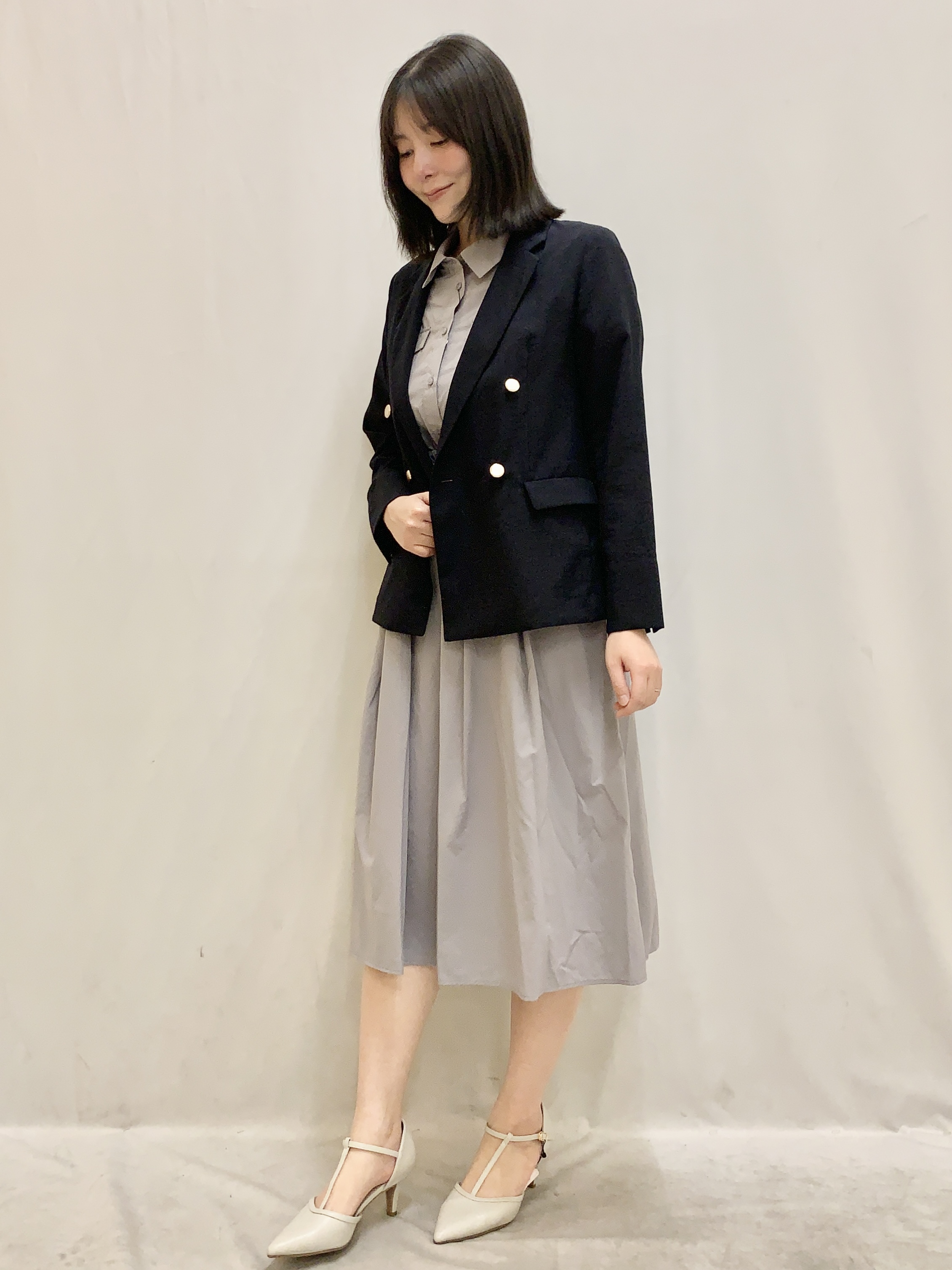 kasumiさんの「index｜《再入荷》ダブルブレストテーラードジャケット【接触冷感／吸水速乾／イージーアイロン／防シワ／洗濯機O」を使ったコーディネート