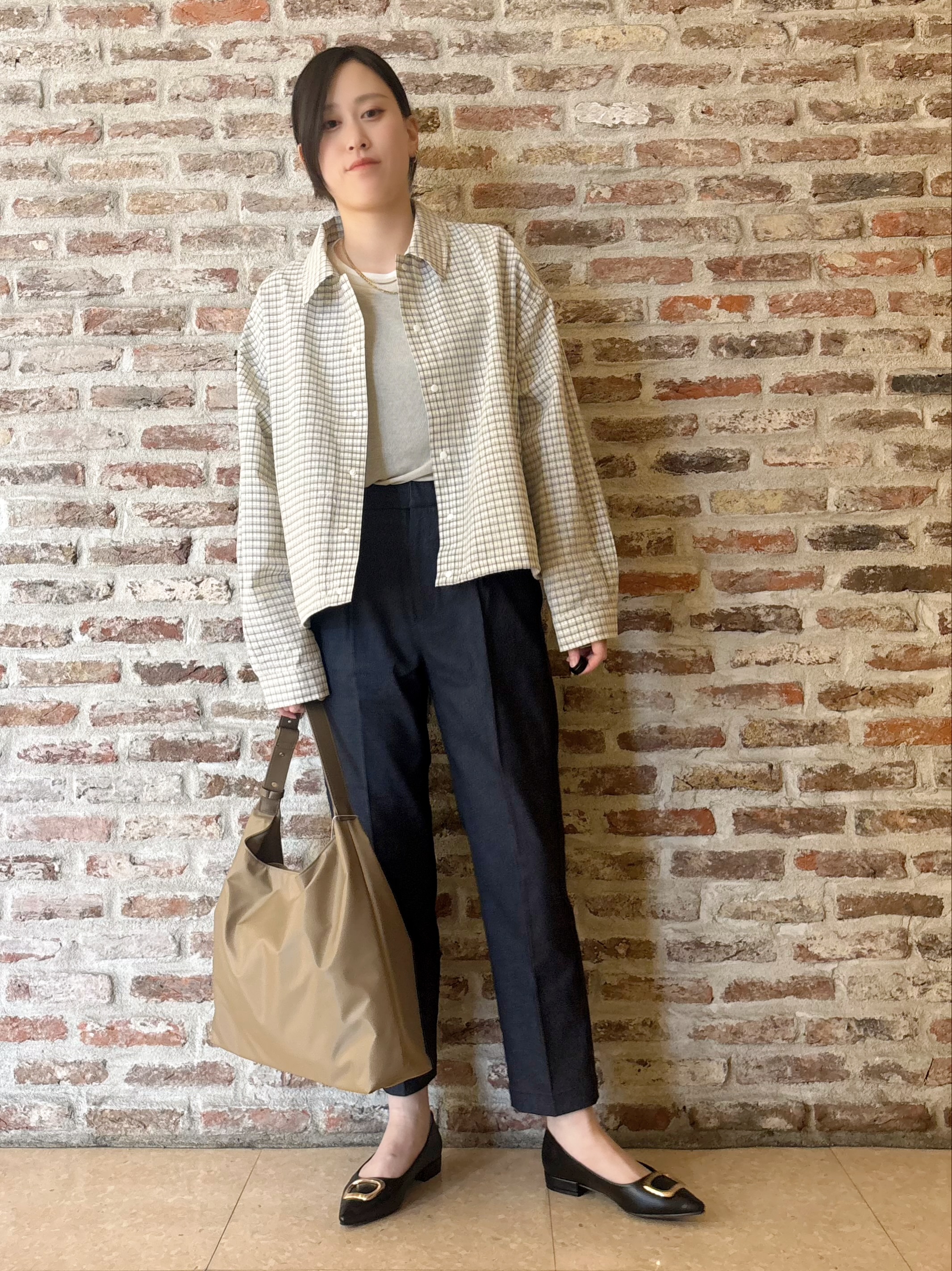 しばさんの「THE SHOP TK｜ショート丈シャツブルゾン」を使ったコーディネート