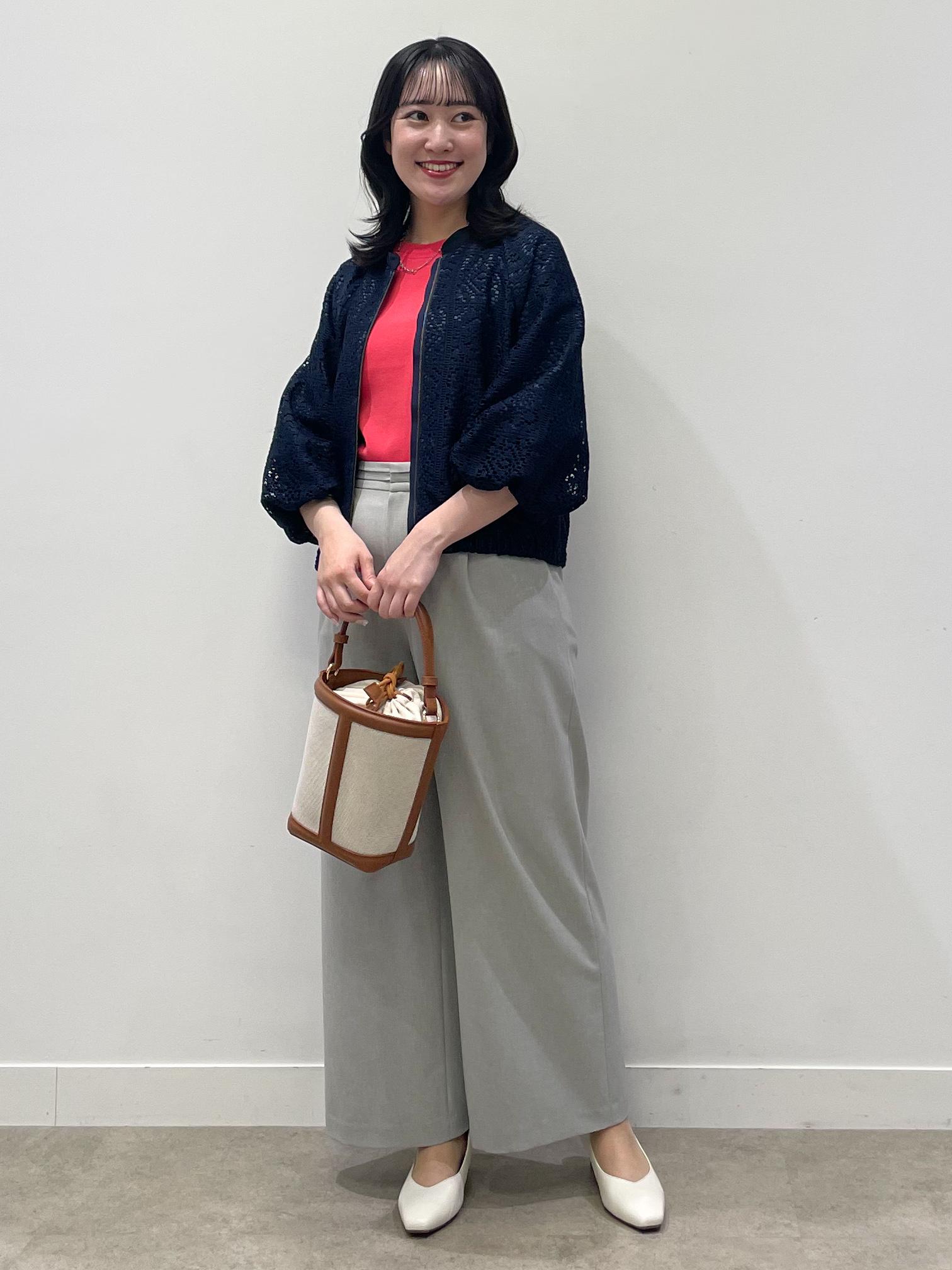 yukariさんの「Reflect｜【セットアップ可】ジップアップレースショートブルゾン」を使ったコーディネート