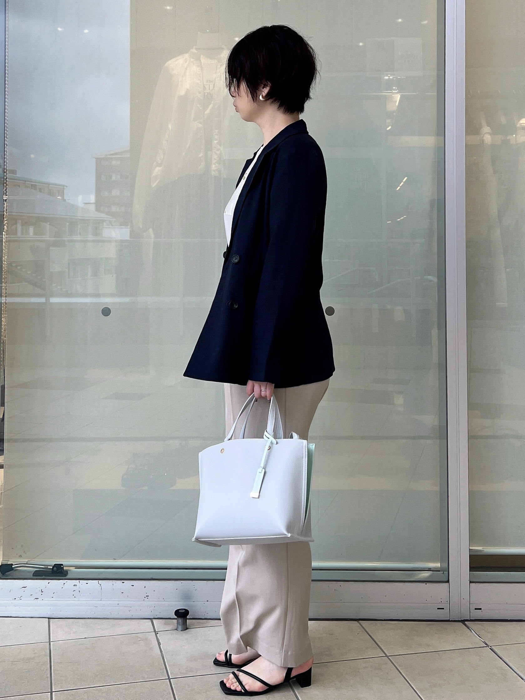 yo-koさんの「OPAQUE.CLIP｜【UV／接触冷感】ダブルブレストジャケット《防シワ加工／洗える》」を使ったコーディネート
