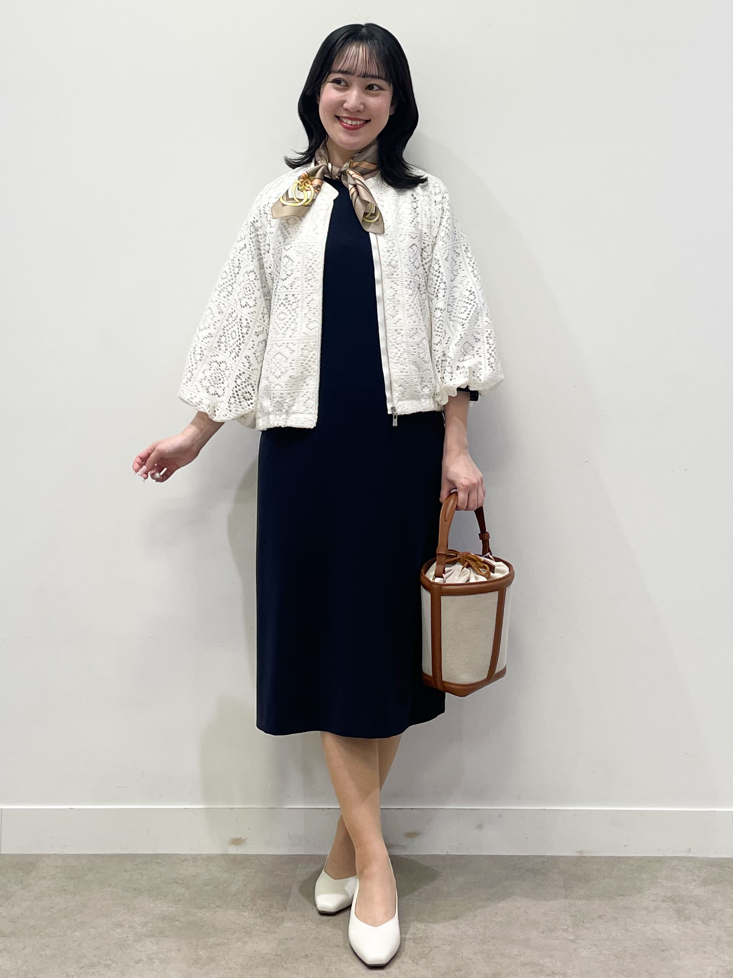 yukariさんの「Reflect｜【セットアップ可】ジップアップレースショートブルゾン」を使ったコーディネート
