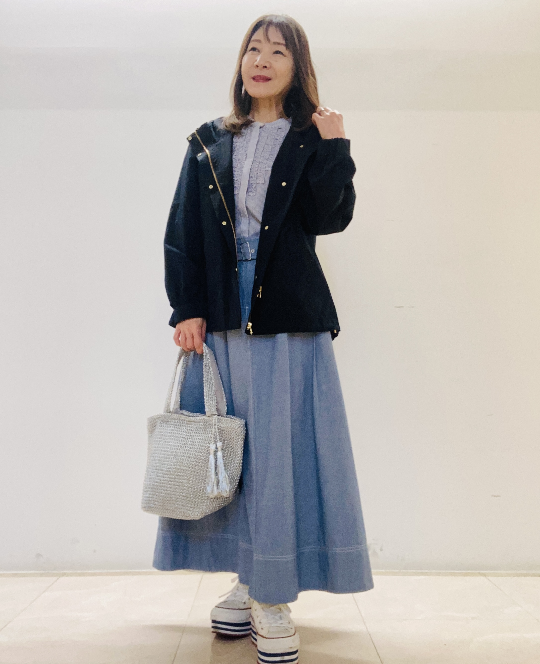 kurodaさんの「Reflect｜【接触冷感】八分袖フロントフリルブラウス」を使ったコーディネート
