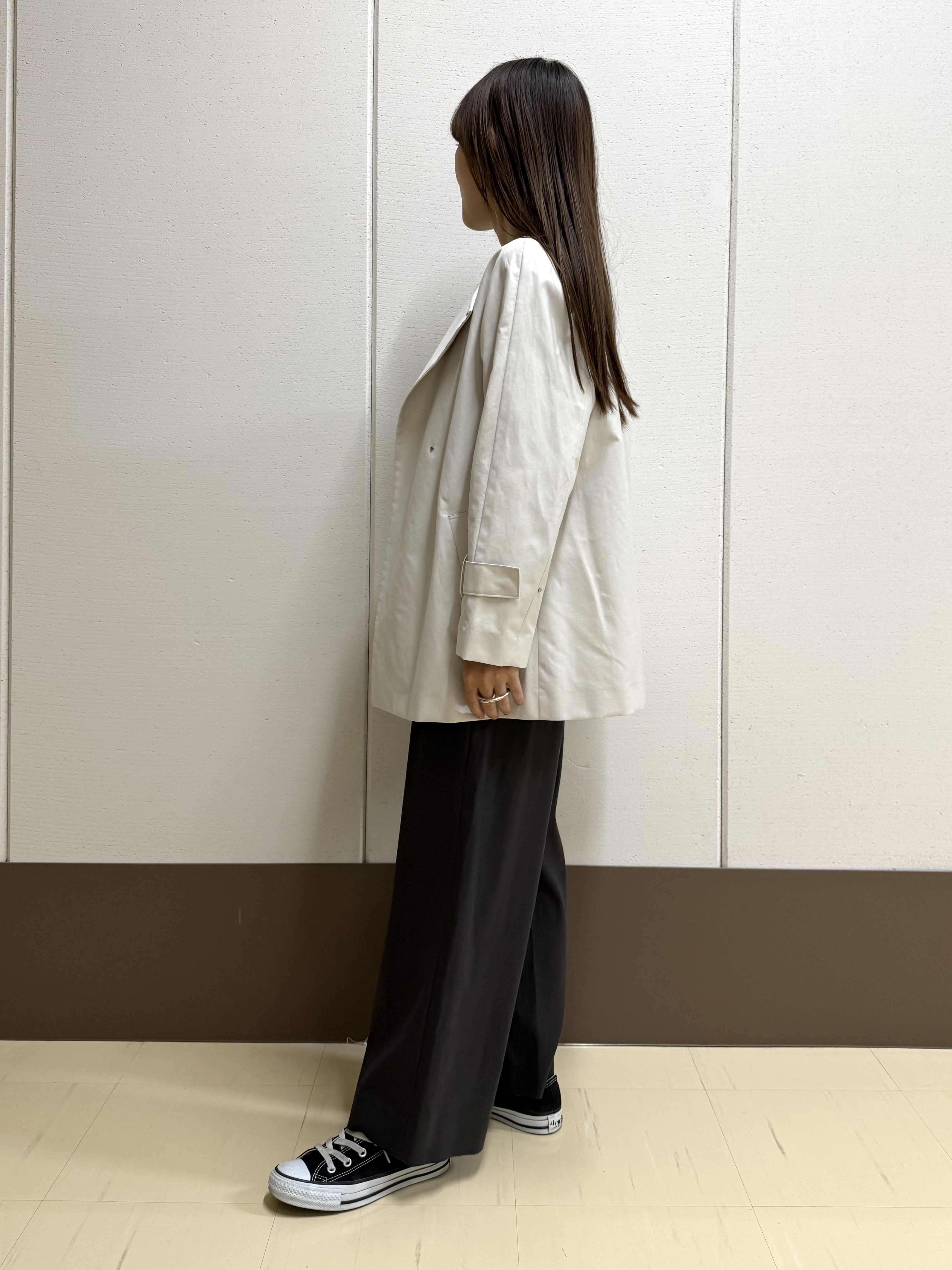 mamiさんの「INDIVI｜【洗える／着心地楽ちん】ブラウス風ストライプカットソートップス」を使ったコーディネート