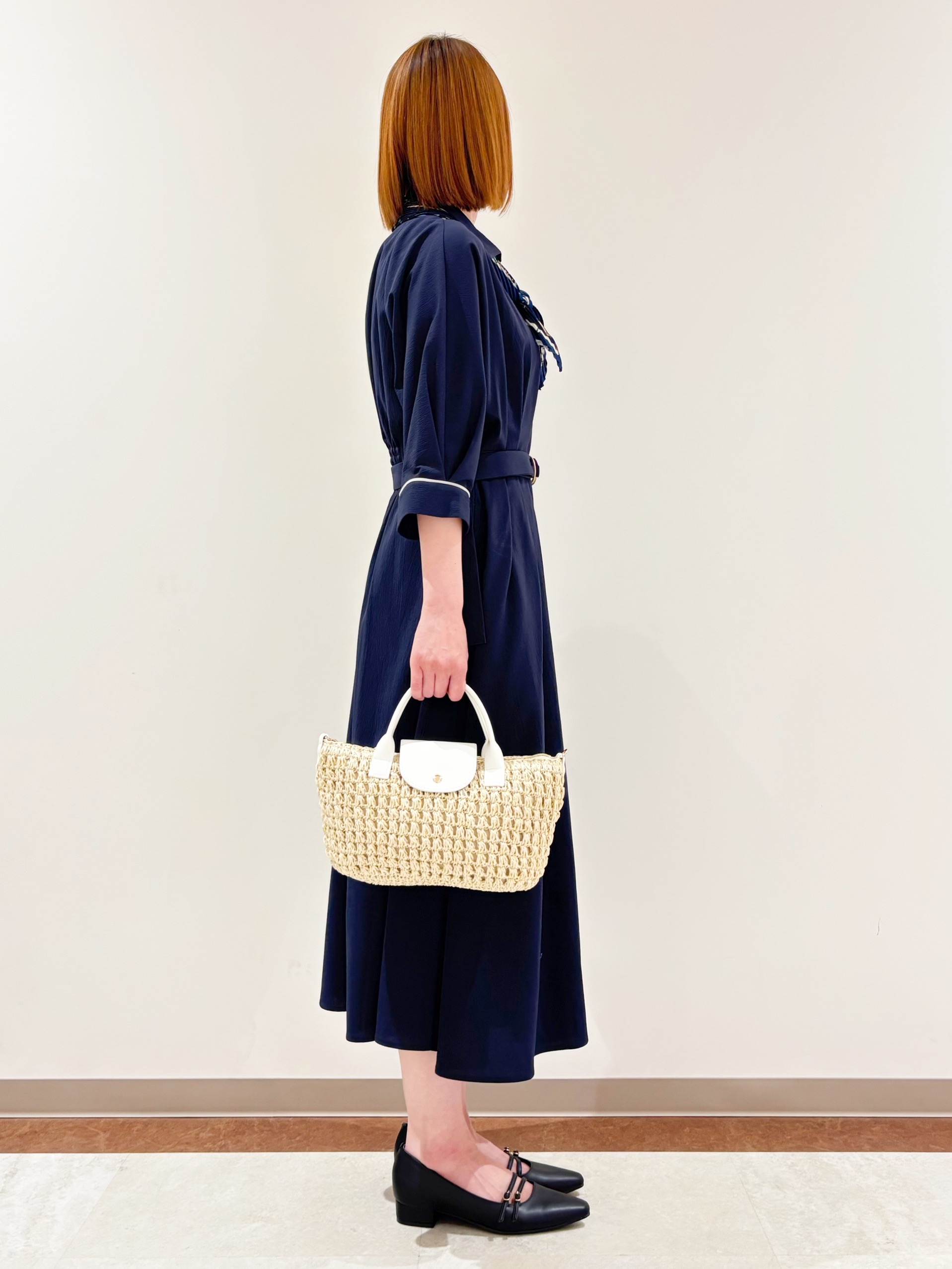 miさんの「grove｜【貴島明日香さん着用・美シルエット】ウエストタック配色ワンピース」を使ったコーディネート