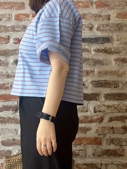 tokiさんの「THE SHOP TK｜ワンポイント刺繍マルチボーダーTee」を使ったコーディネート