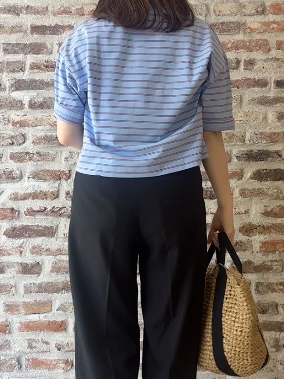 tokiさんの「THE SHOP TK｜ワンポイント刺繍マルチボーダーTee」を使ったコーディネート