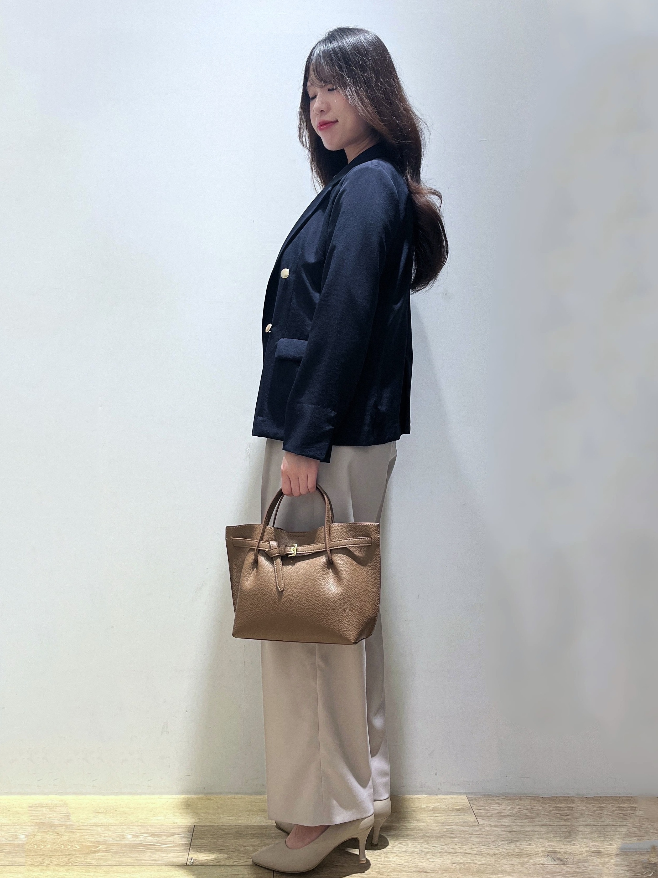 Mimさんの「index｜《再入荷》ダブルブレストテーラードジャケット【接触冷感／吸水速乾／イージーアイロン／防シワ／洗濯機O」を使ったコーディネート