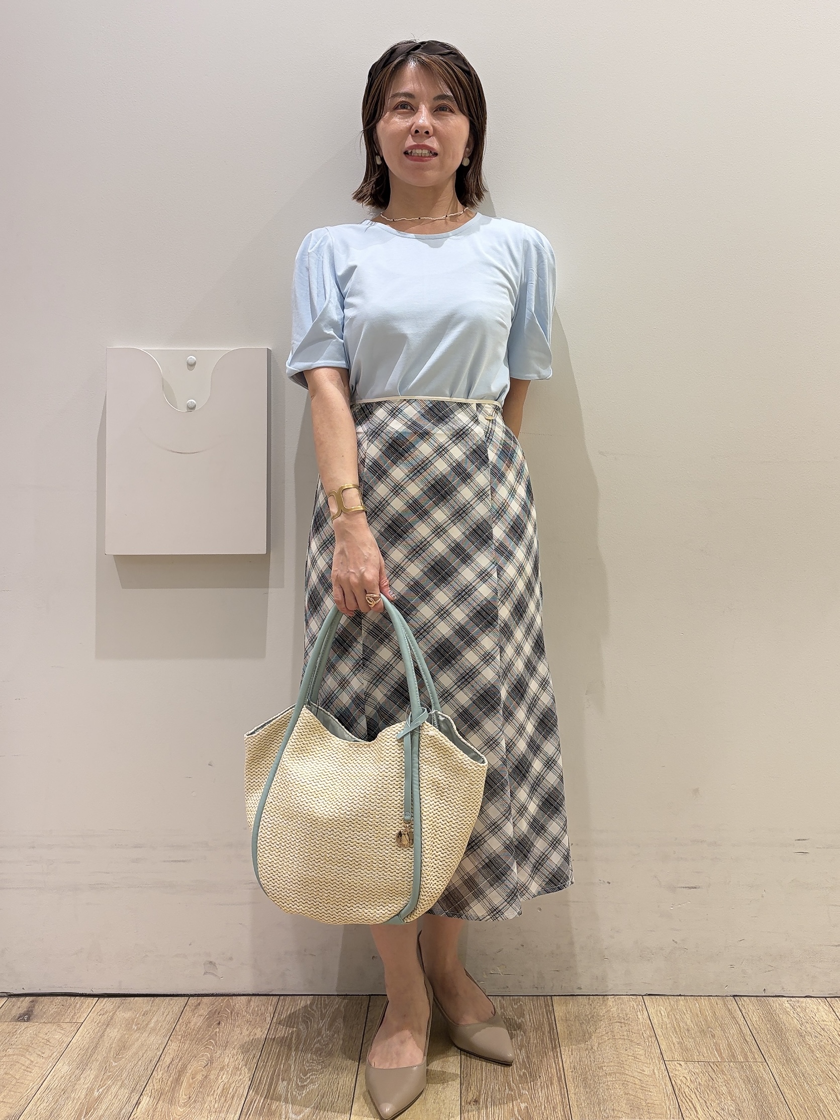 YUKOさんの「index｜【UVケア／接触冷感】ベアタックスリーブトップス《吸水速乾／透け防止／洗濯機OK／6col》」を使ったコーディネート