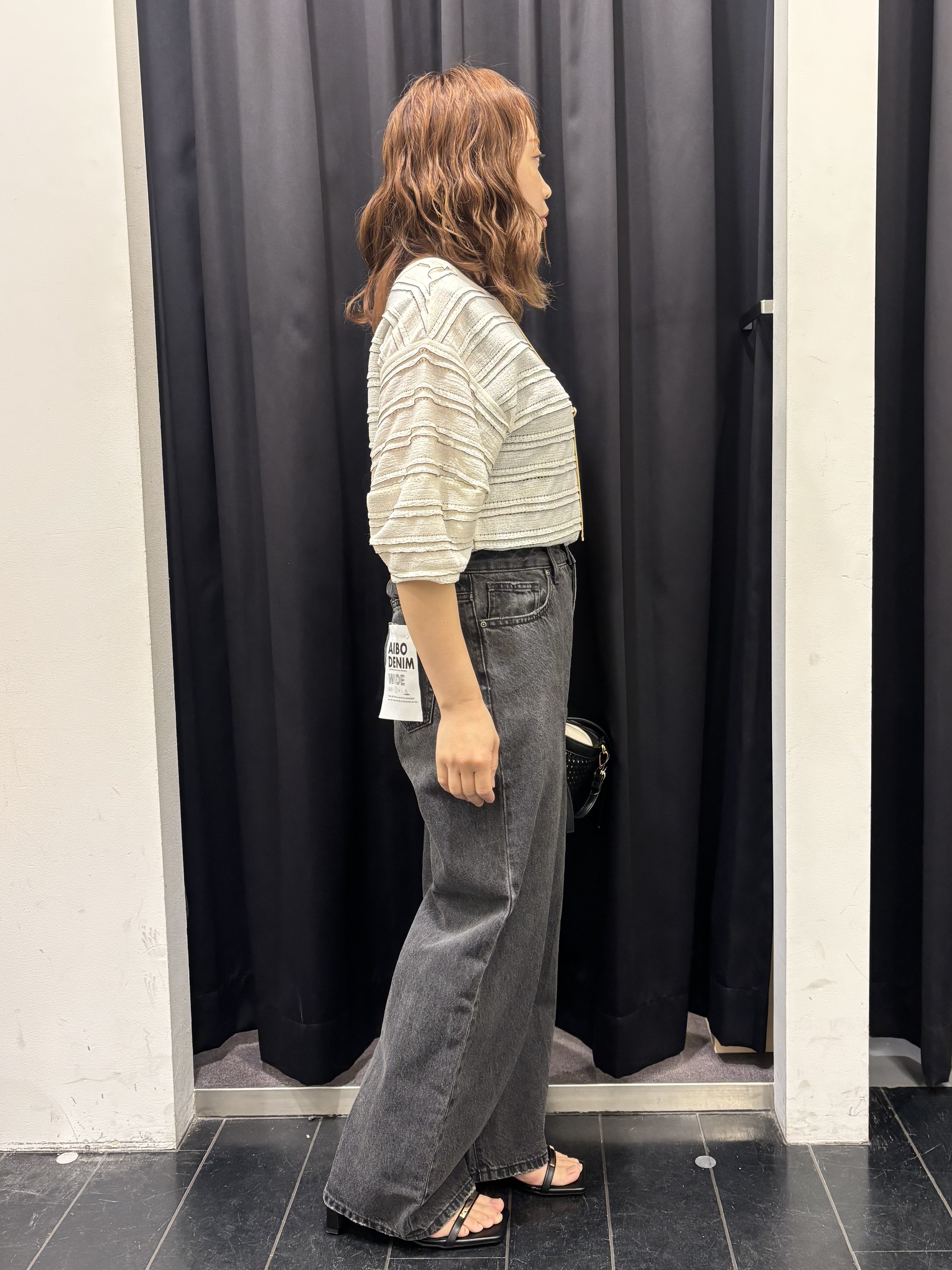 mameさんの「THE SHOP TK｜【1枚で美人見え】 フリルレースボーダートップス」を使ったコーディネート