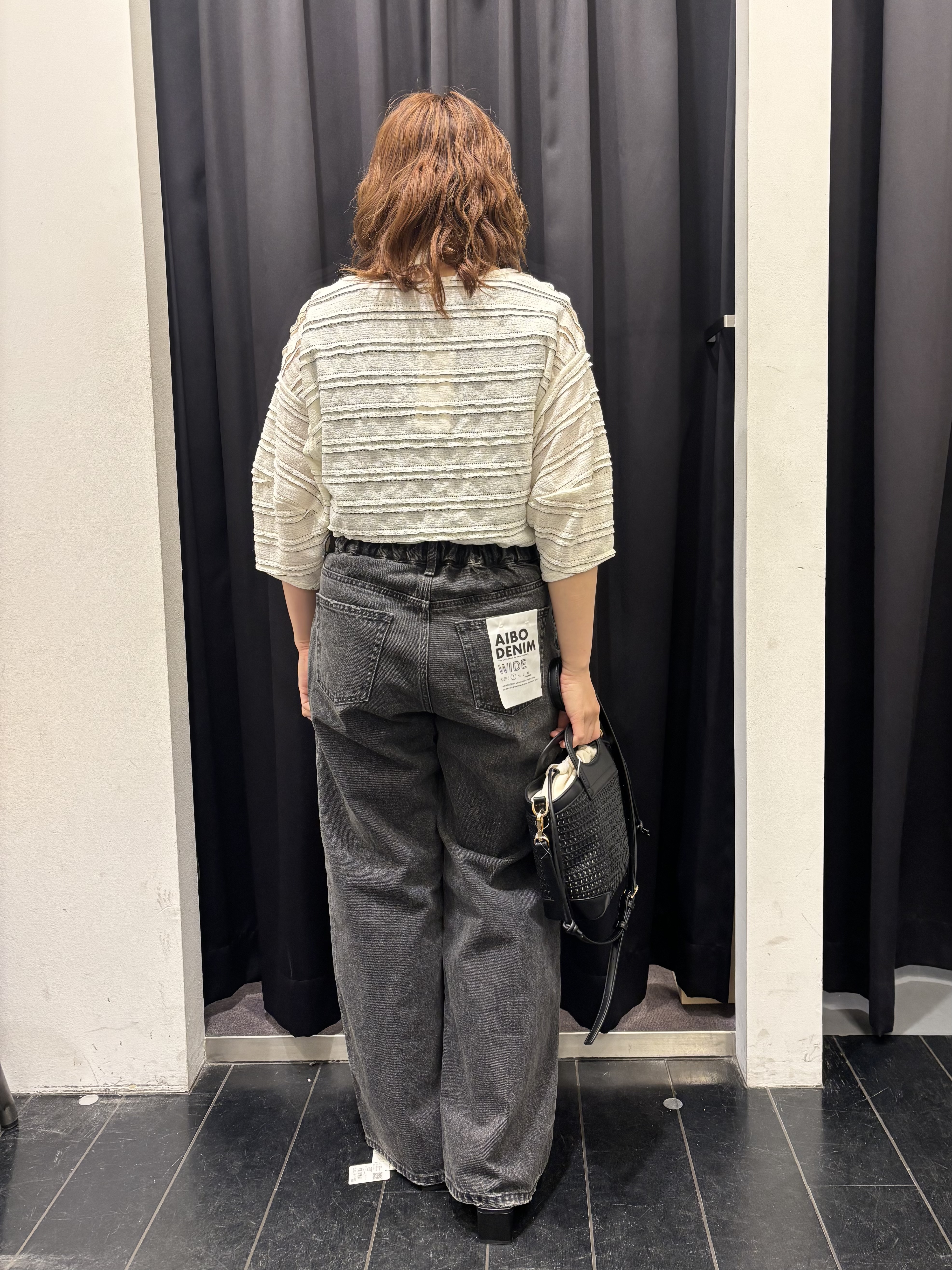 mameさんの「THE SHOP TK｜【1枚で美人見え】 フリルレースボーダートップス」を使ったコーディネート